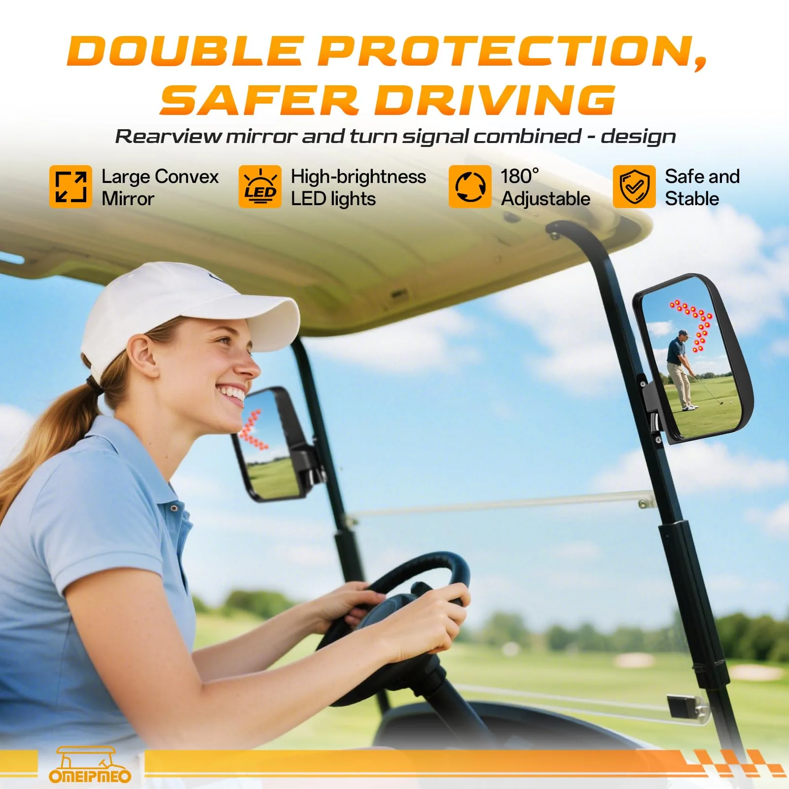 OMEIPMEO Golf Cart Side Mirrors with LED Turn Signals image 2