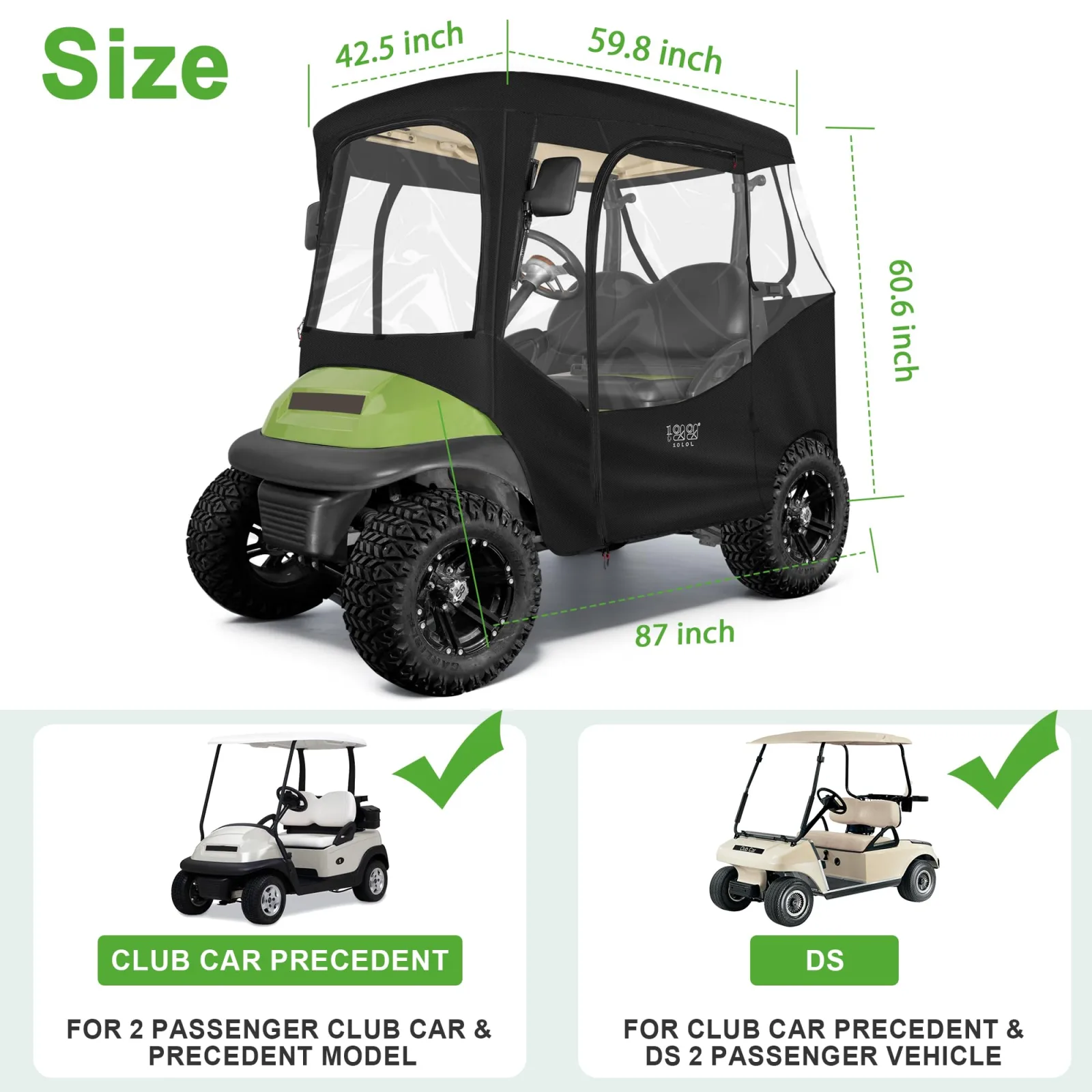 10L0L Enclosure for Club Car DS & Precedent 2-Passenger Carts image 2