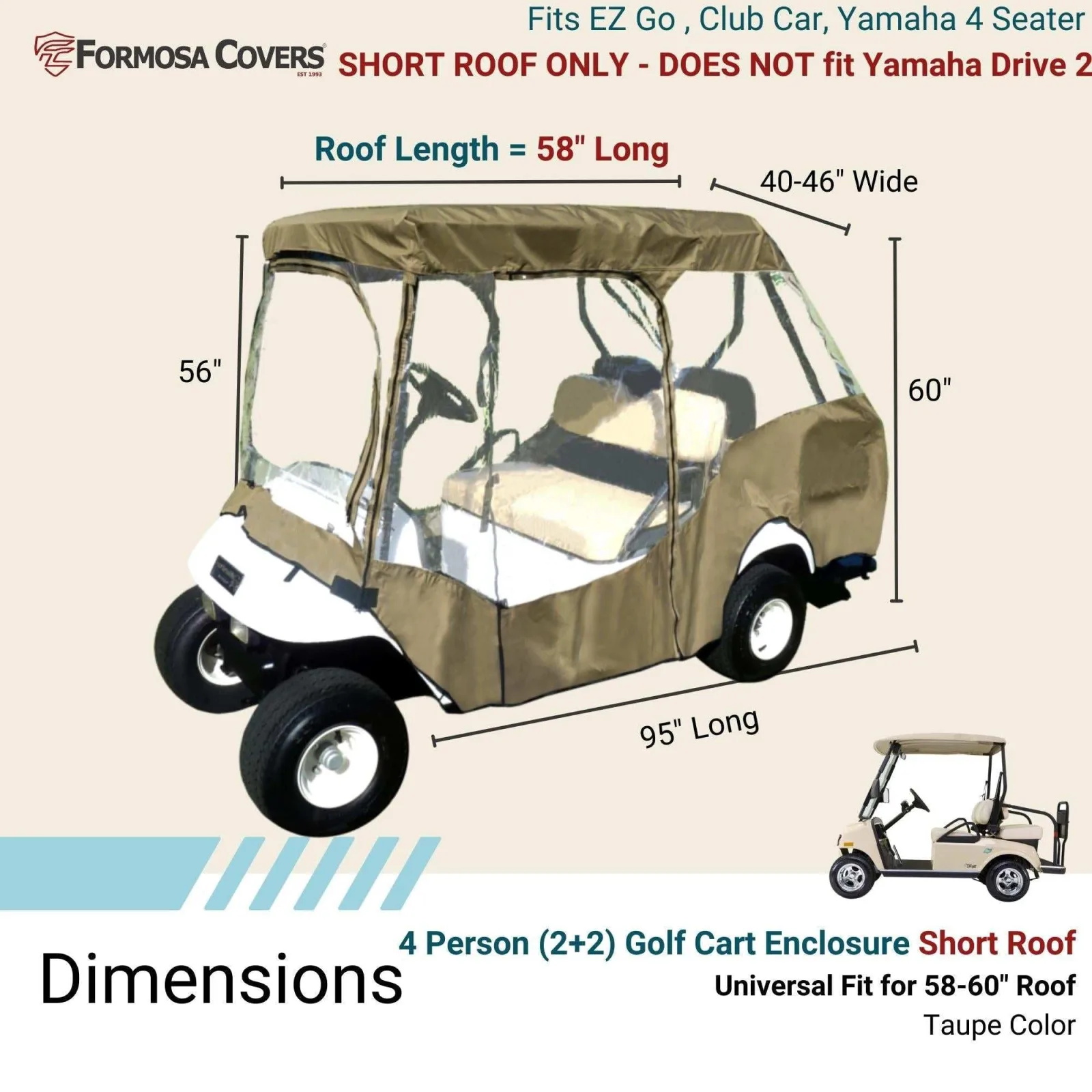 Formosa Covers 2+2 Golf Cart Enclosure for 58-Inch Roofs image 2