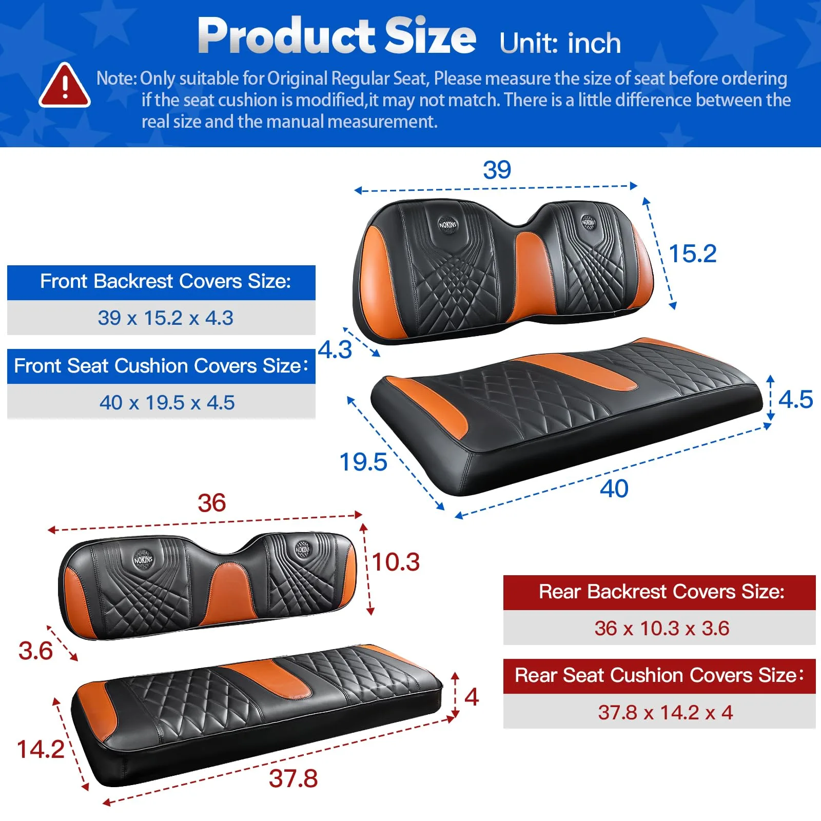 NOKINS Club Car Precedent Front & Rear Seat Covers image 4