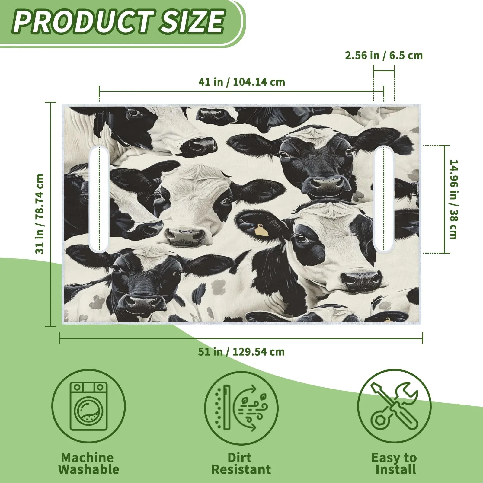 Tiveruda Cow Print Universal 2-Person Golf Cart Seat Cover — 51" x 31" image 2