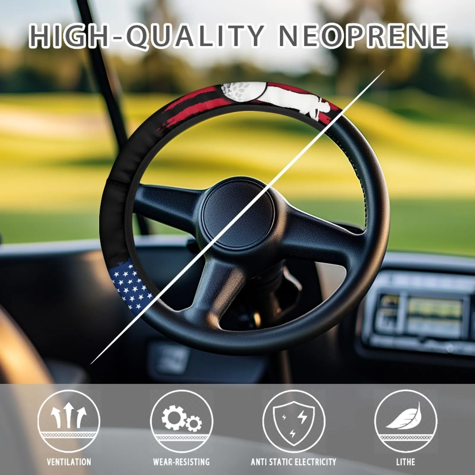 INSTANTARTS American Flag Golf Cart Steering Wheel Cover image 4