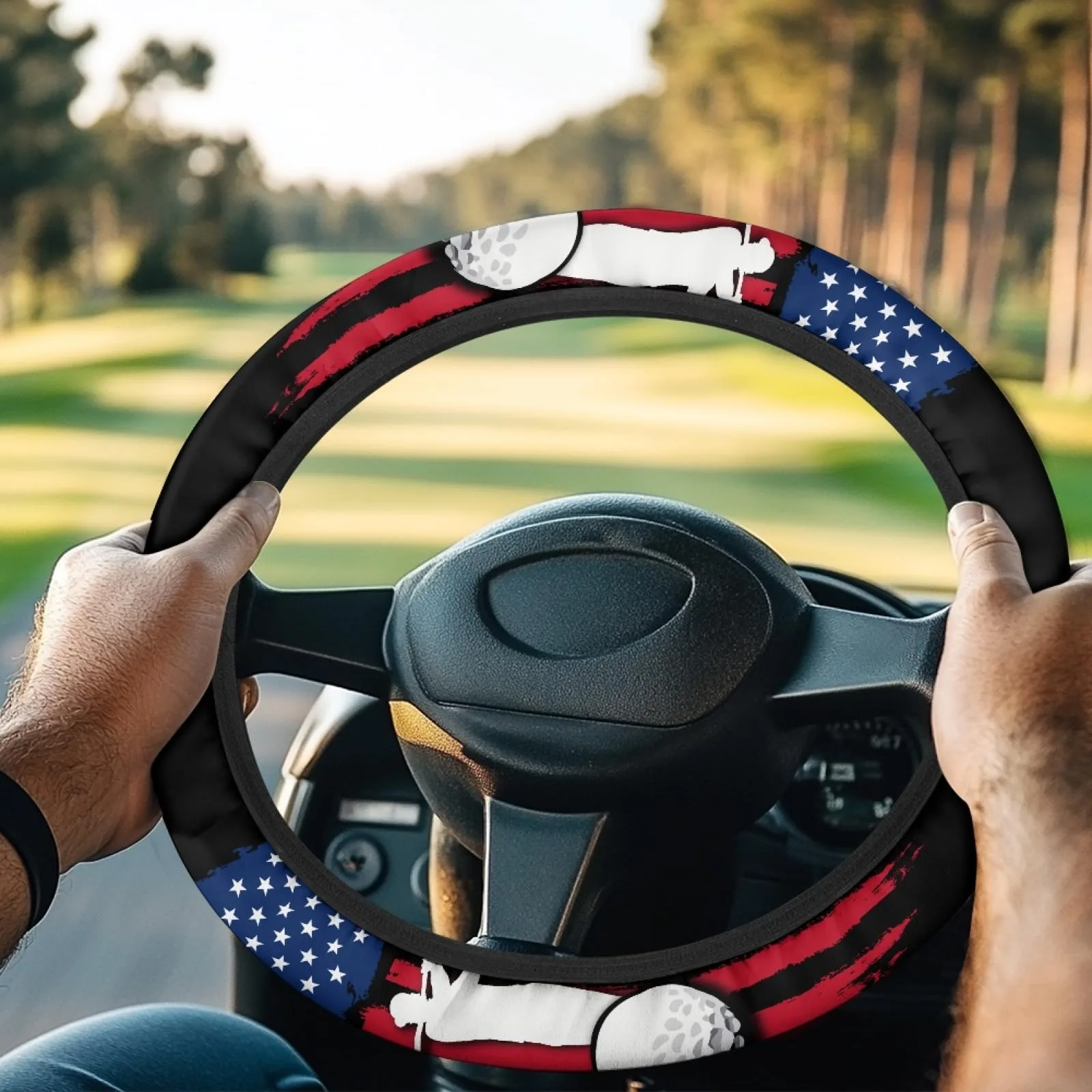 INSTANTARTS American Flag Golf Cart Steering Wheel Cover
