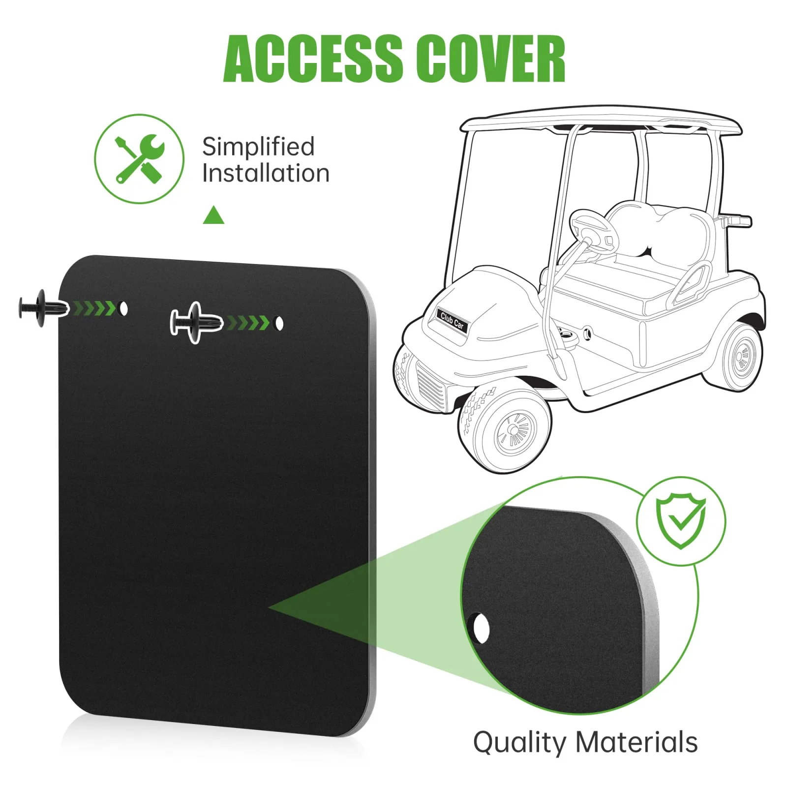 10L0L Rear Hood Access Cover for Club Car Precedent — Black Acrylic image 4