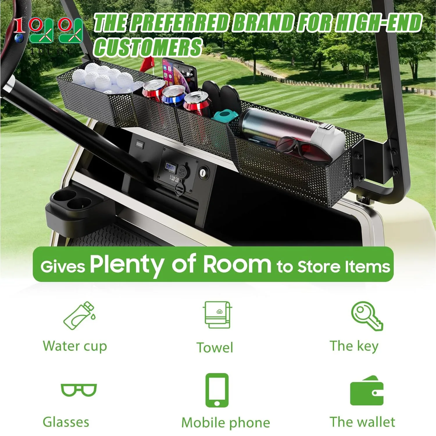 10L0L Y124-B Golf Cart Storage Basket for EZGO and Club Car image 2