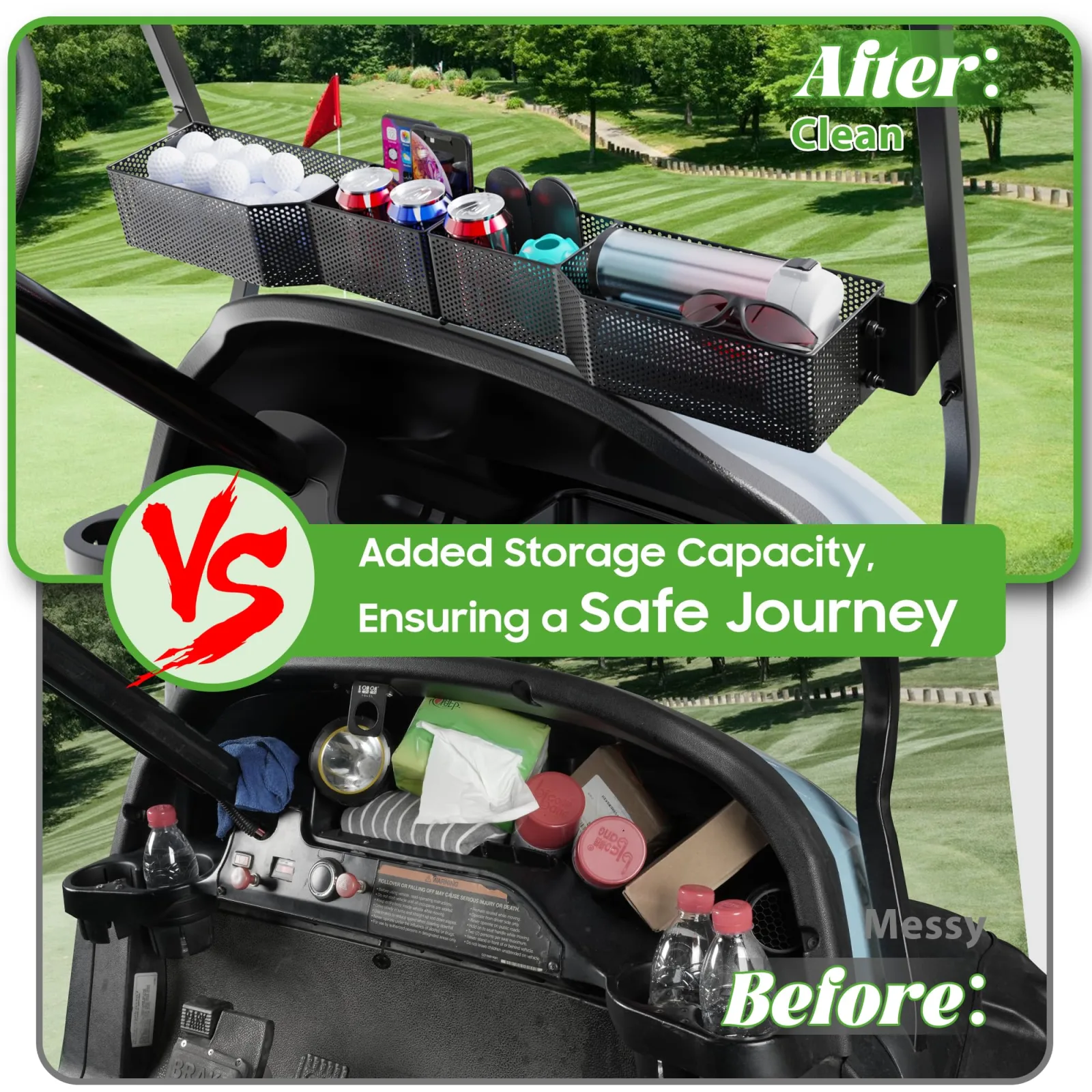 10L0L Y124-B Golf Cart Storage Basket for EZGO and Club Car image 3