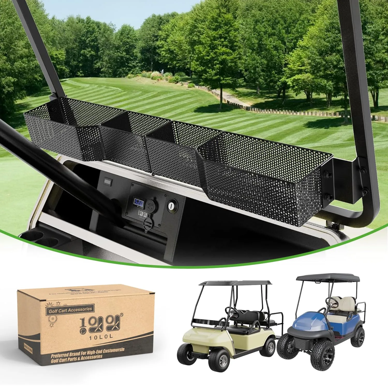 10L0L Y124-B Golf Cart Storage Basket for EZGO and Club Car