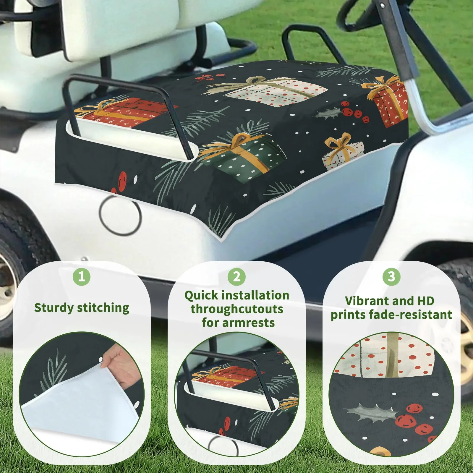Tiveruda Golf Cart Seat Cover for Double Seats image 3