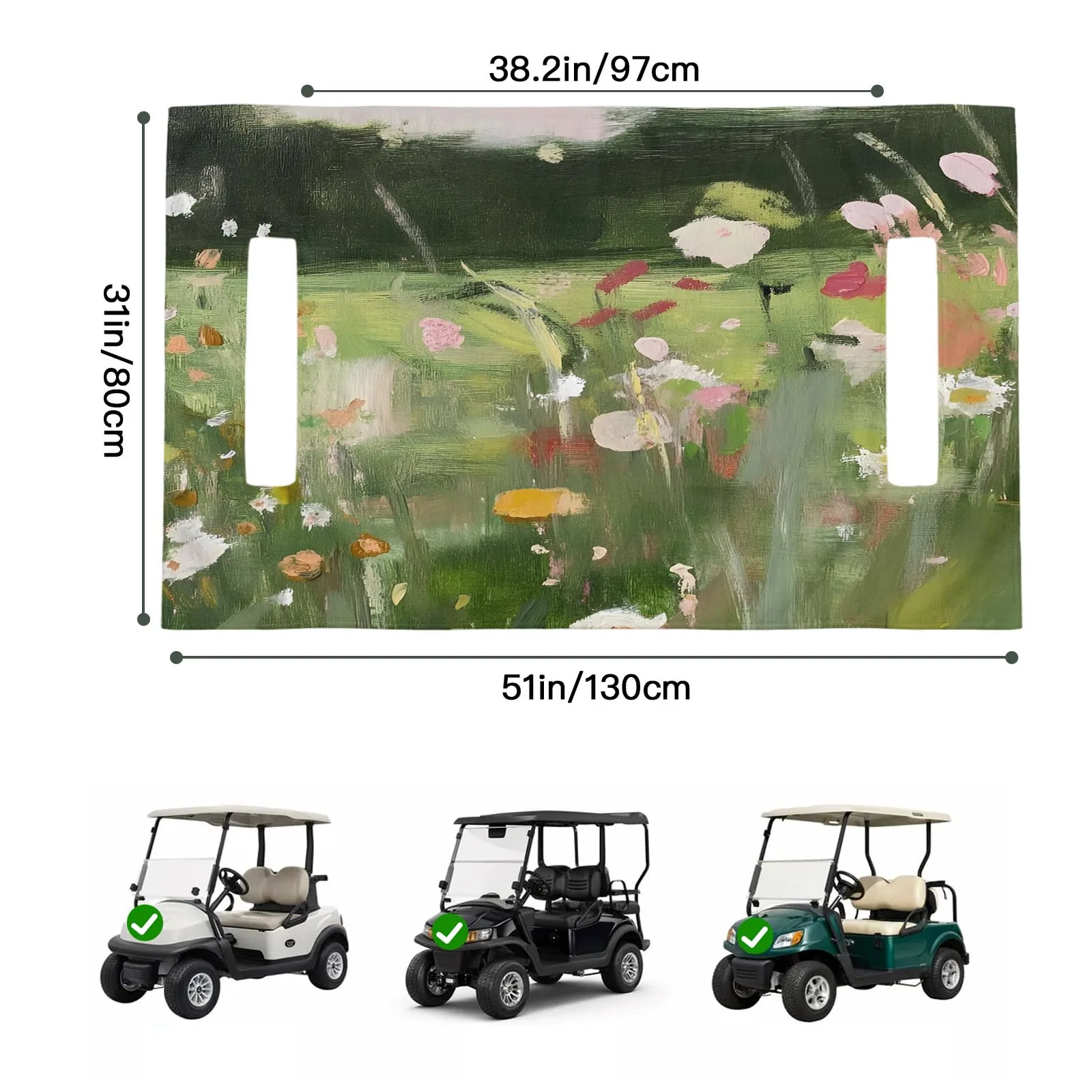 Trosturdspn Floral Golf Cart Seat Cover 51 x 31 in image 2