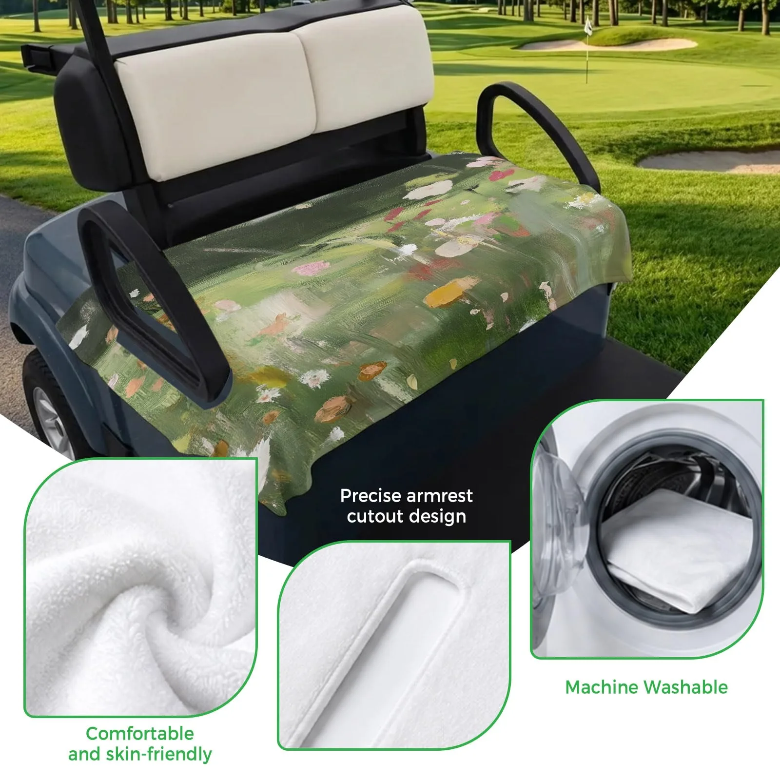 Trosturdspn Floral Golf Cart Seat Cover 51 x 31 in image 3