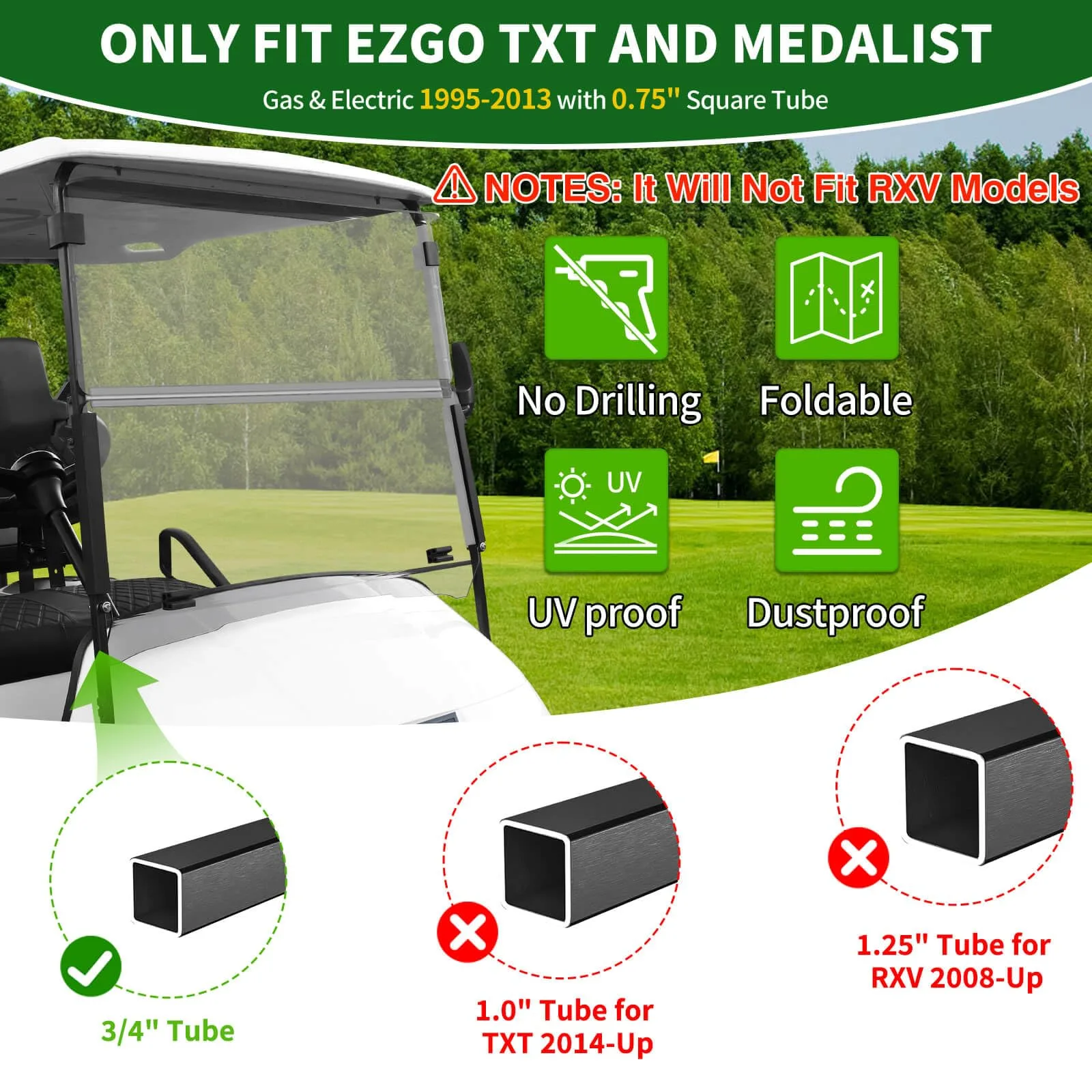 Cartalia Windshield for E-Z-GO TXT/Medalist 1995-2013 image 2