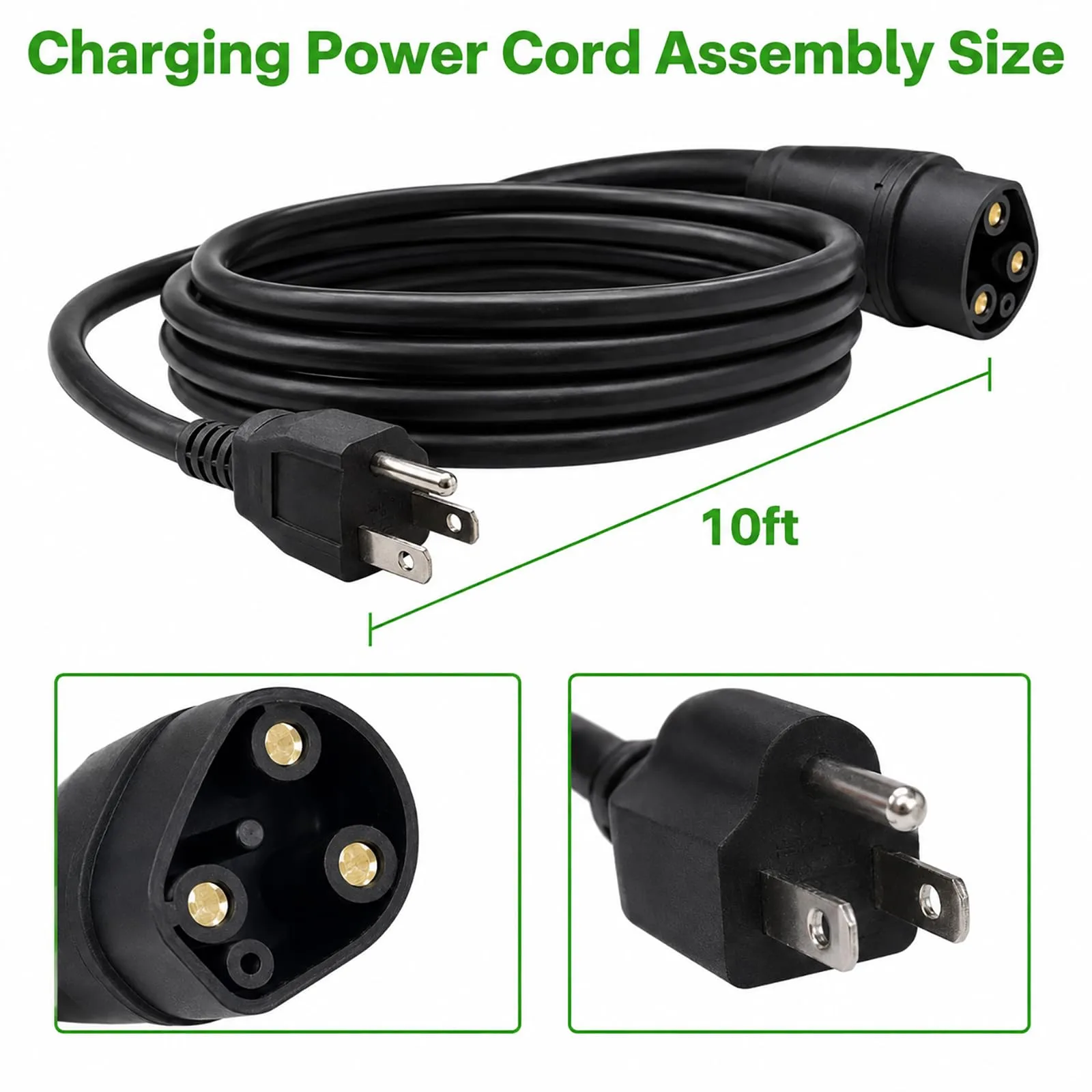 XINSTCO 120V 3‑Pin Charging Power Cord for Evolution & ICON Golf Carts image 2