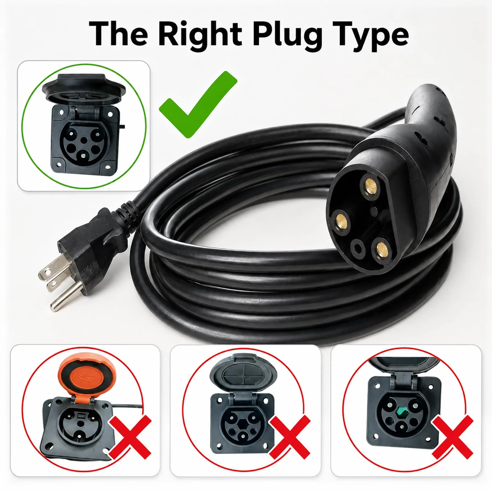 XINSTCO 120V 3‑Pin Charging Power Cord for Evolution & ICON Golf Carts image 3