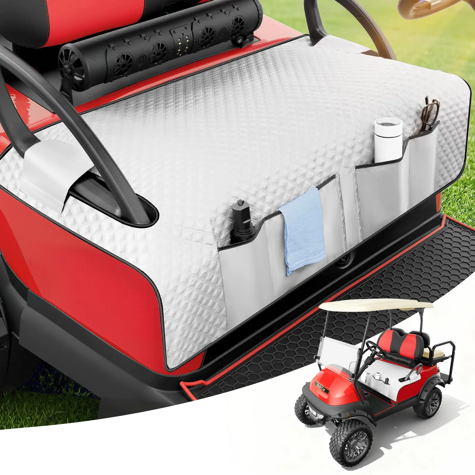 Tecoom Golf Cart Front Seat Cover with 4 Pockets