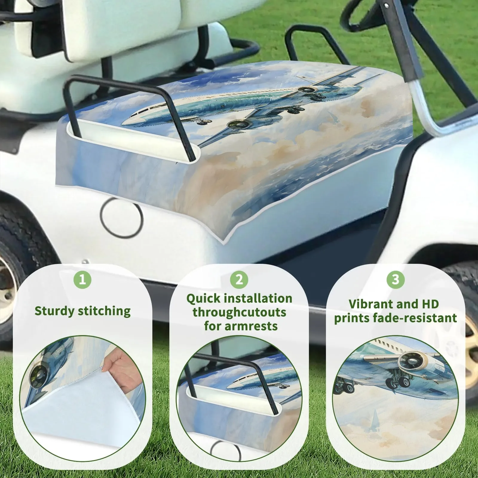 Tiveruda Watercolor Golf Cart Seat Cover, 51 x 31 Inch image 3