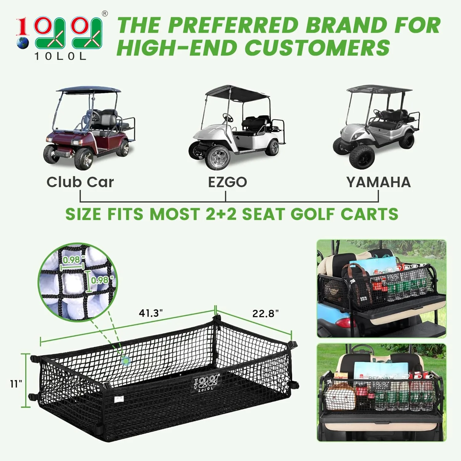 10L0L Golf Cart Cargo Net for 4-Passenger Carts image 2