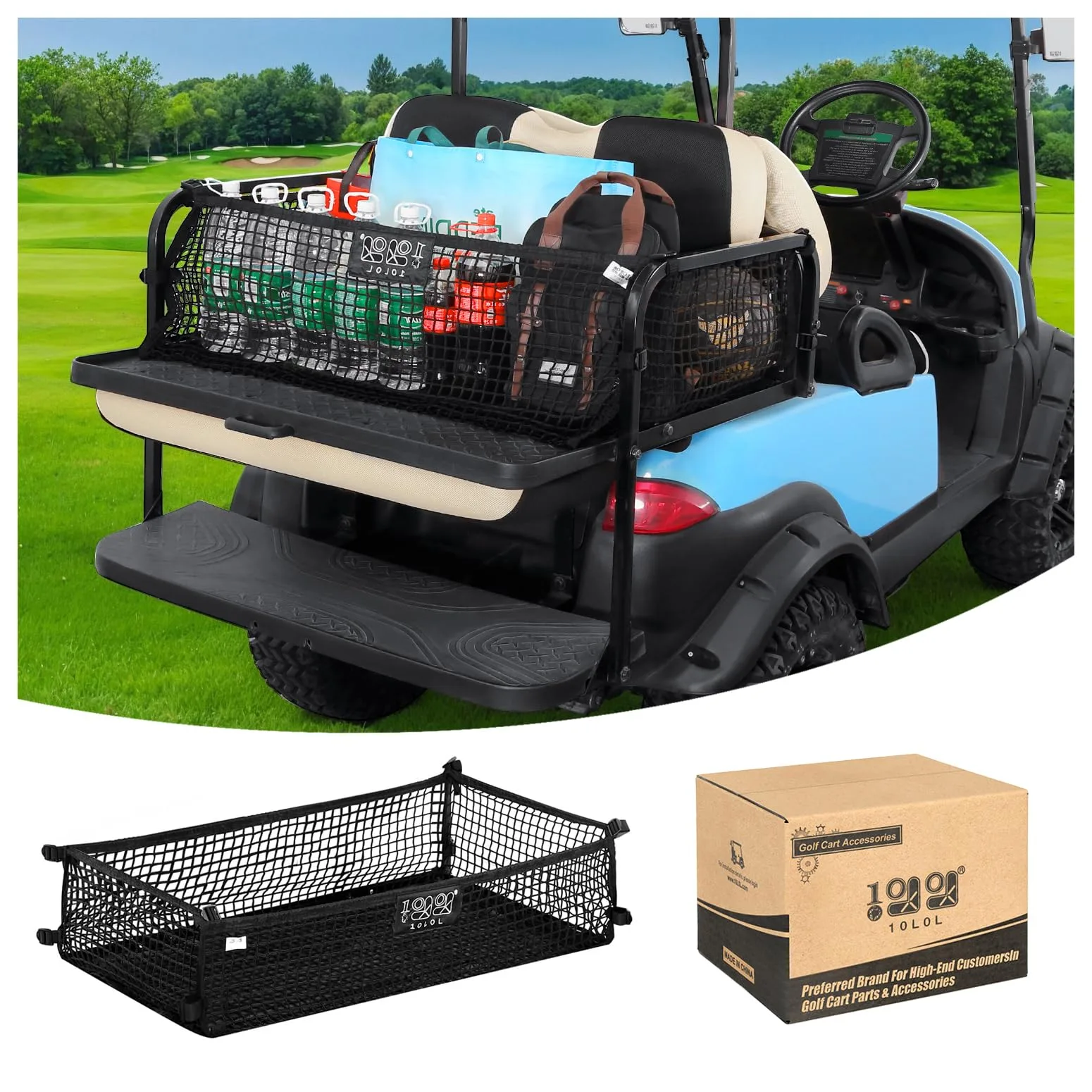 10L0L Golf Cart Cargo Net for 4-Passenger Carts