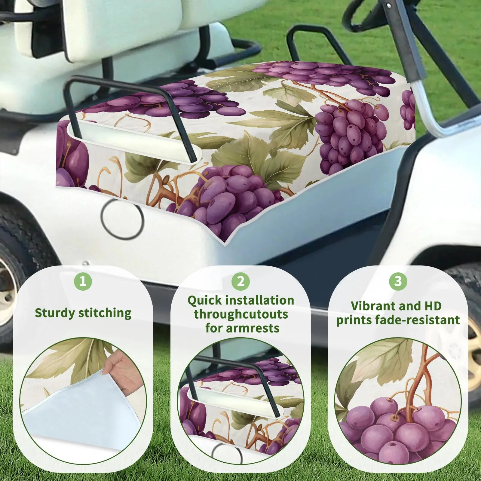 Tiveruda Watercolor Grape Fruit Golf Cart Seat Cover image 3