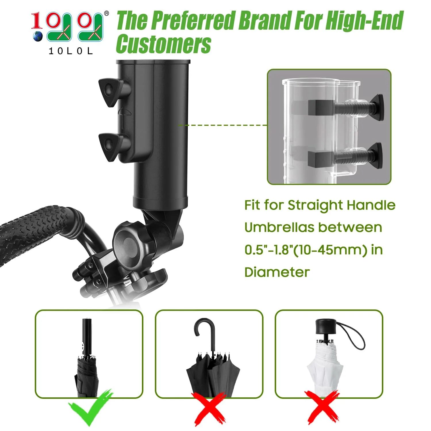 10L0L Adjustable Golf Push Cart Umbrella Holder image 2