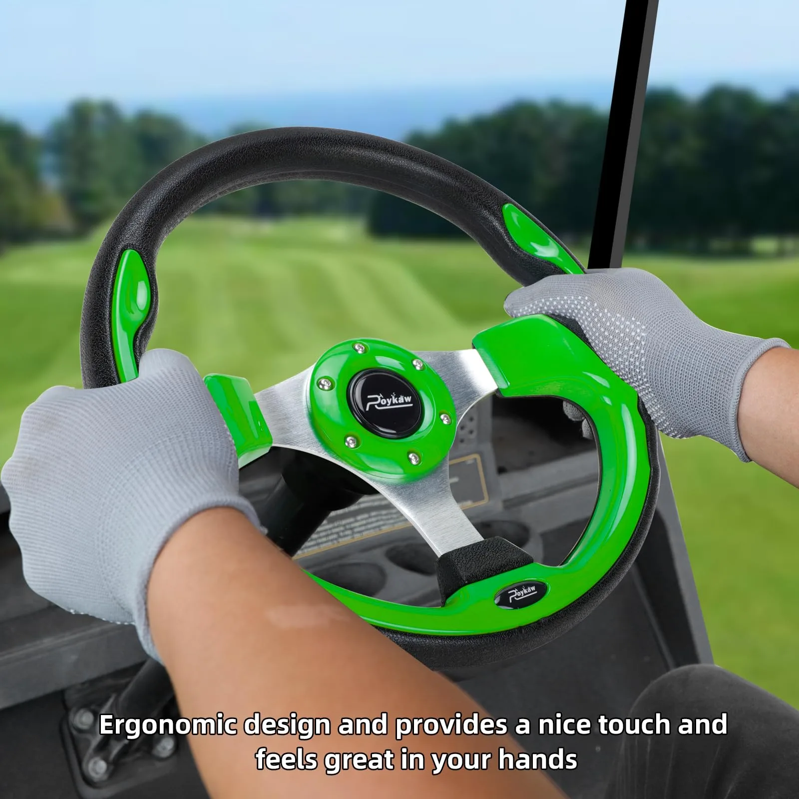 Roykaw Steering Wheel with Hub Adapter for Club Car Precedent image 2