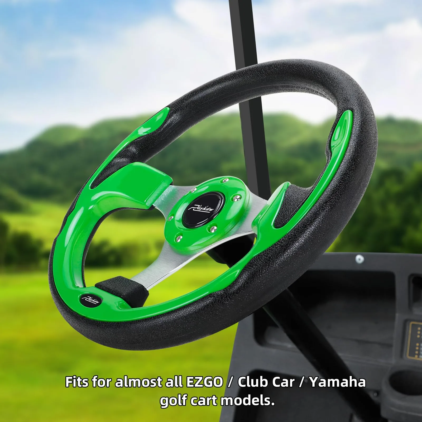 Roykaw Steering Wheel with Hub Adapter for Club Car Precedent image 3