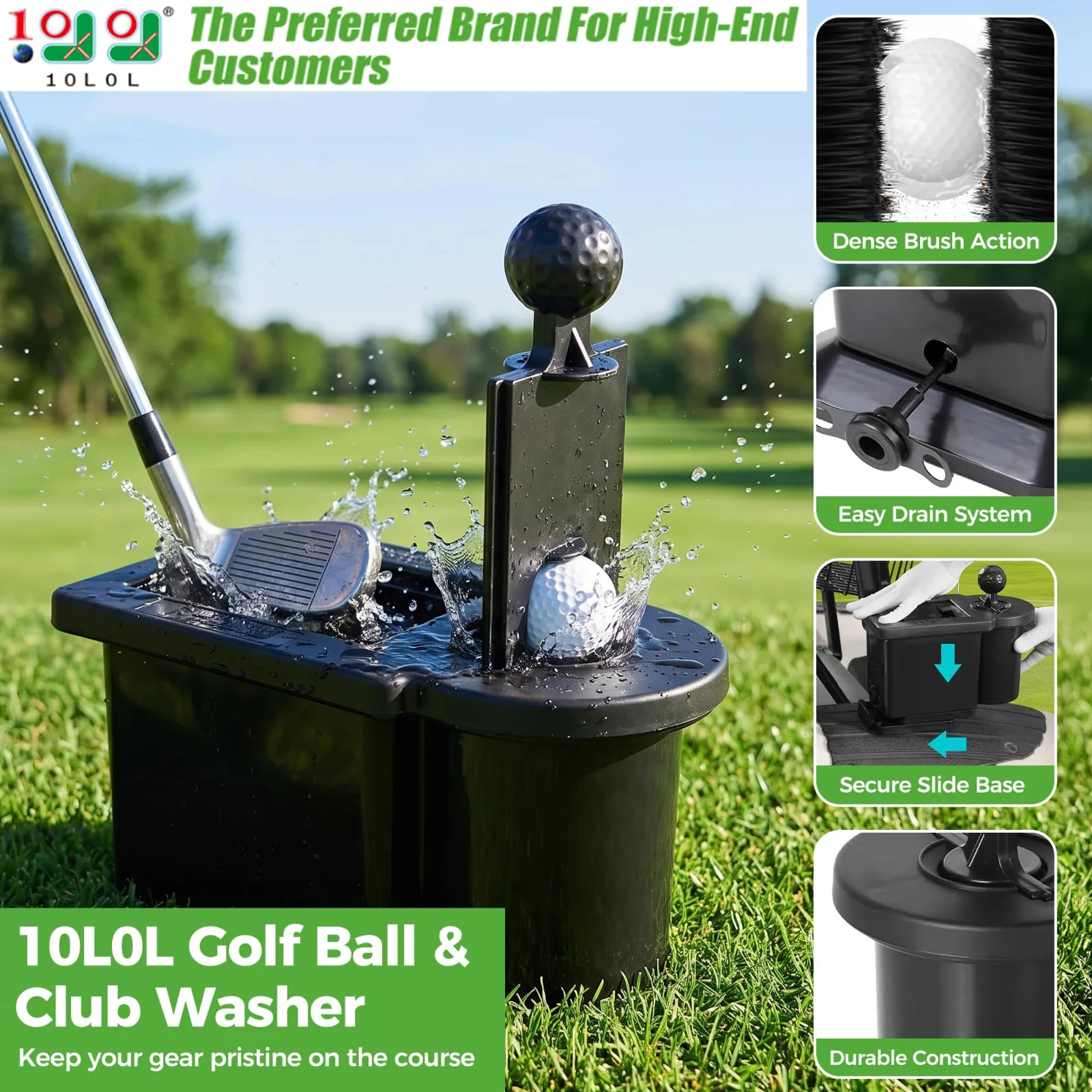 10L0L Golf Cart Ball Washer and Club Cleaner image 2