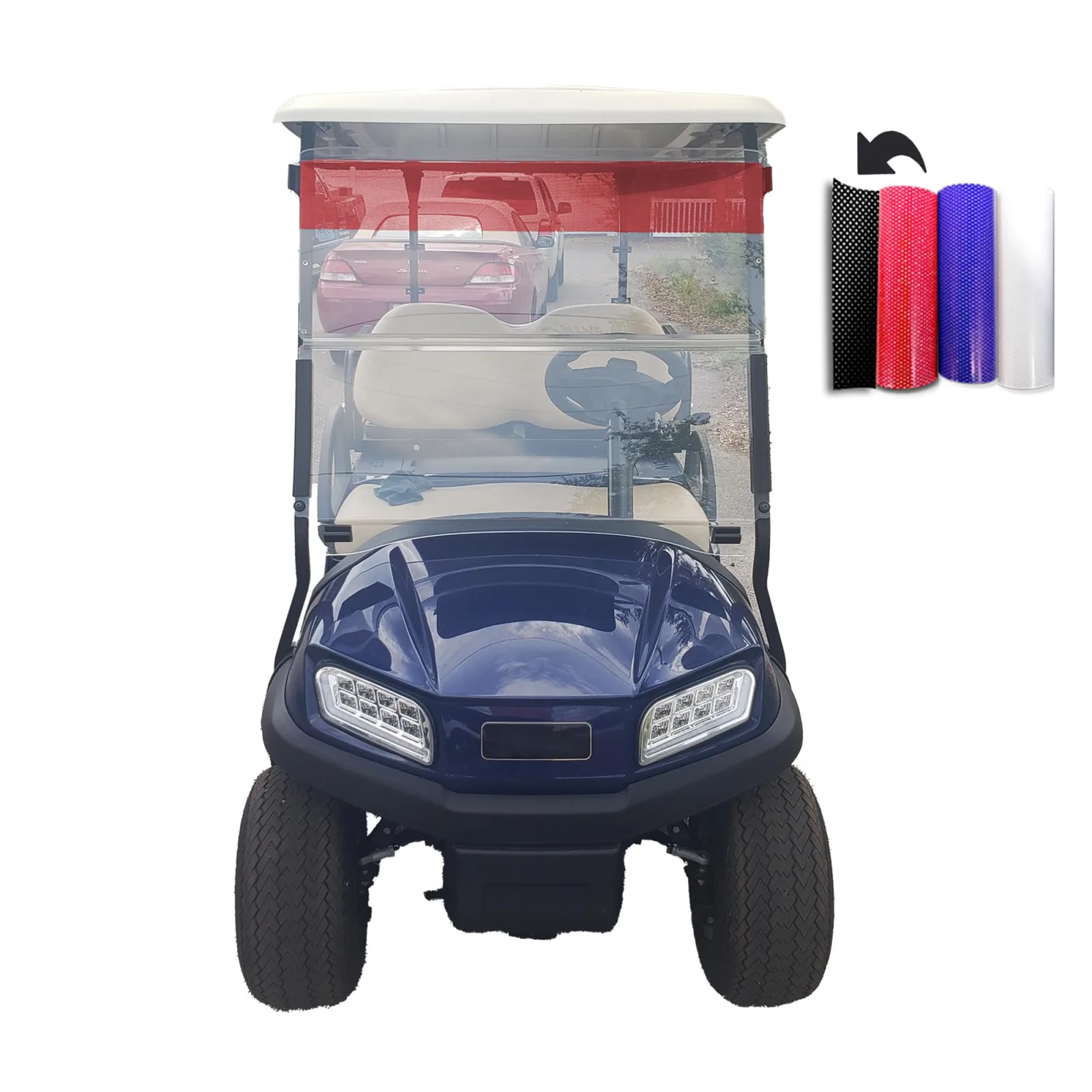 Club Clean Sun Shield Golf Cart Sun Shade Cover – Red, Peel-and-Stick