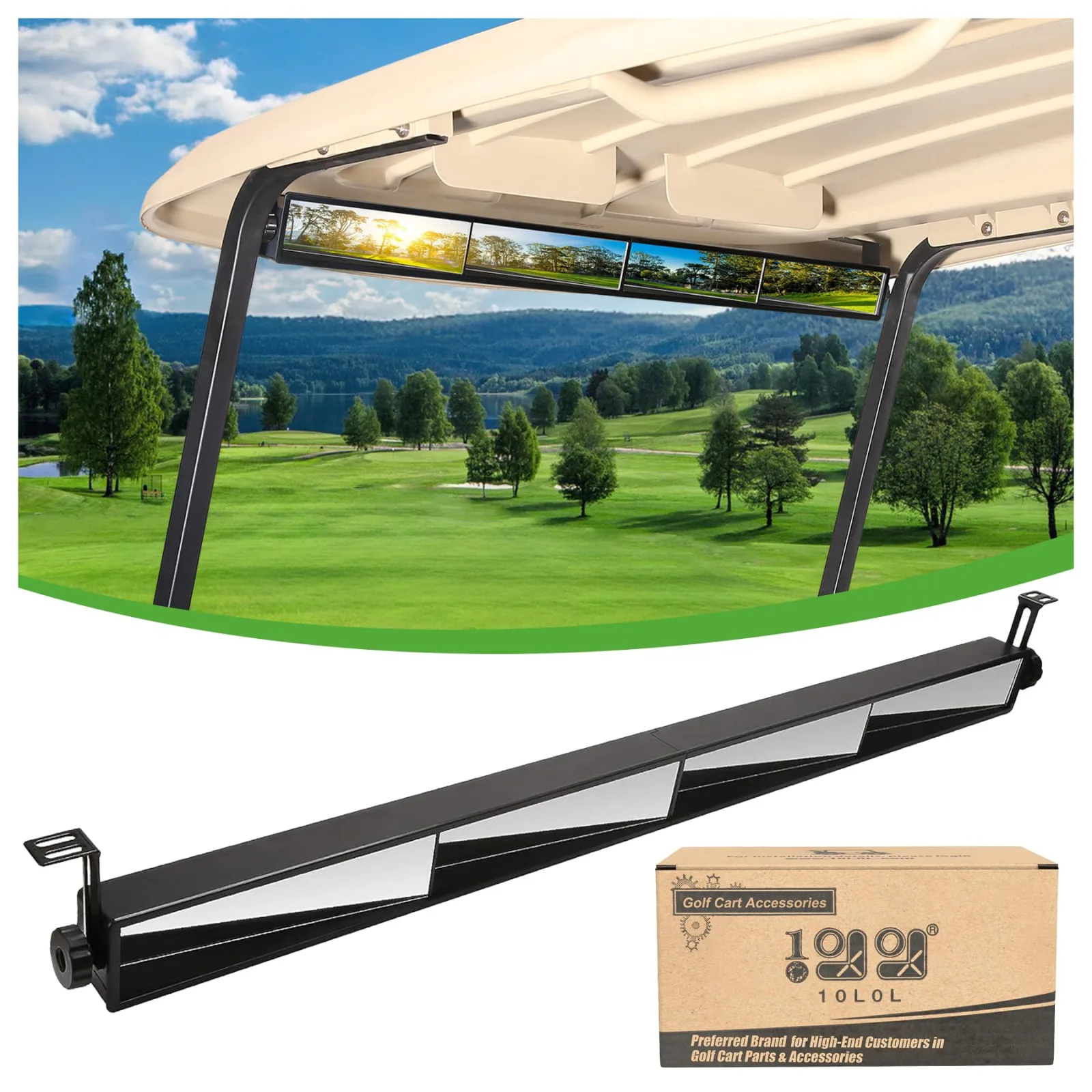 10L0L 4-Panel Universal Golf Cart Rearview Mirror - 35.8"