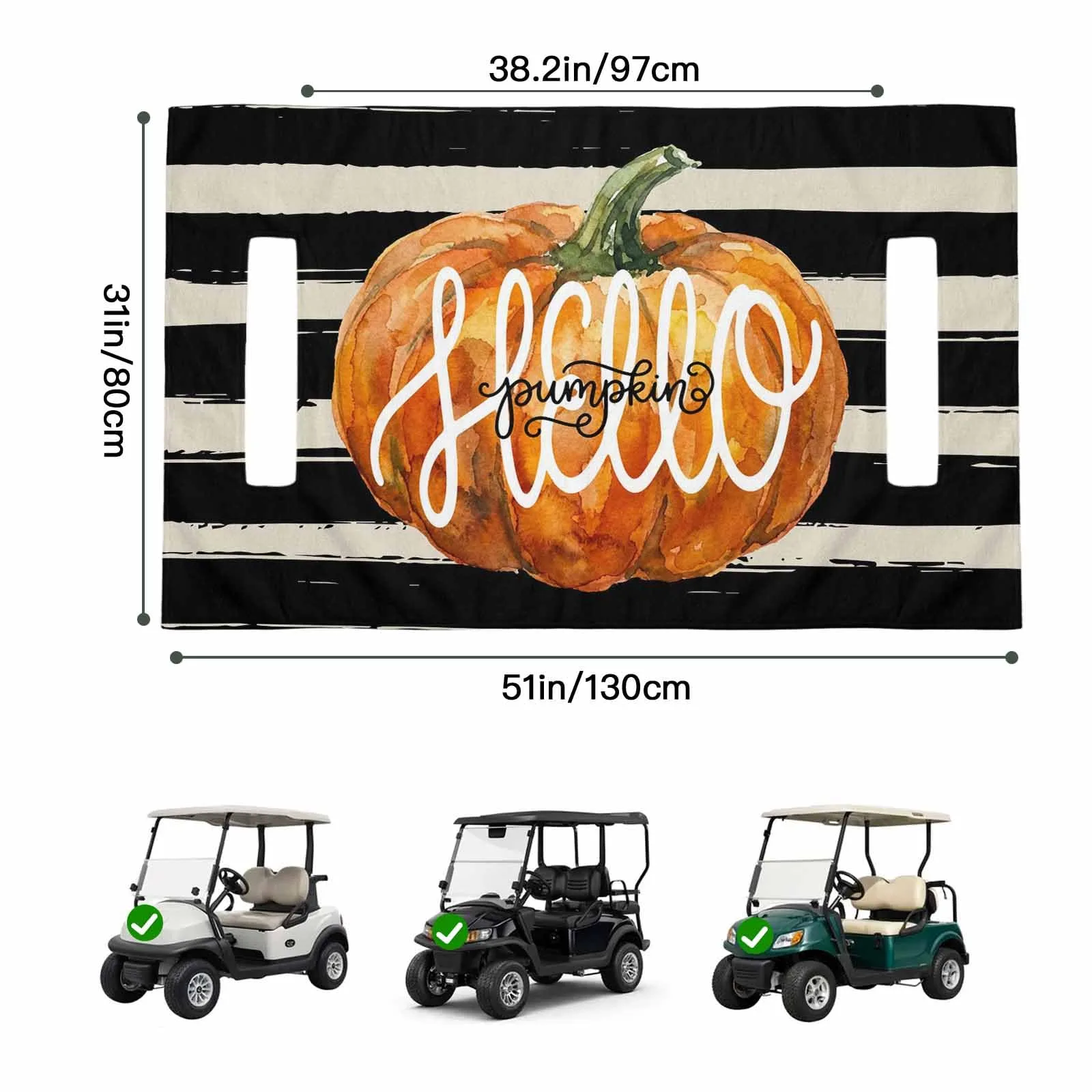 Trosturdspn Orange Pumpkin Golf Cart Seat Cover image 2