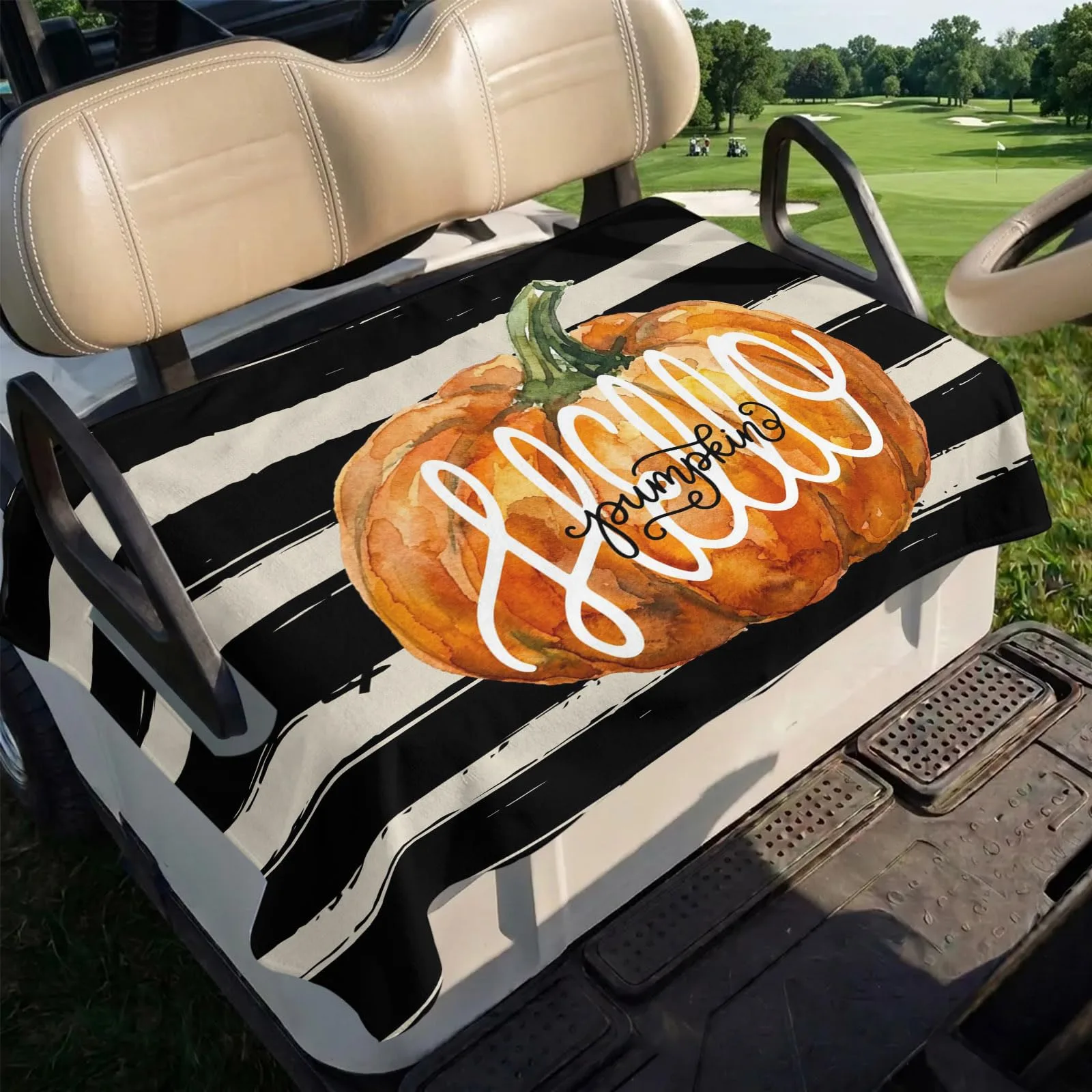 Trosturdspn Orange Pumpkin Golf Cart Seat Cover image 4