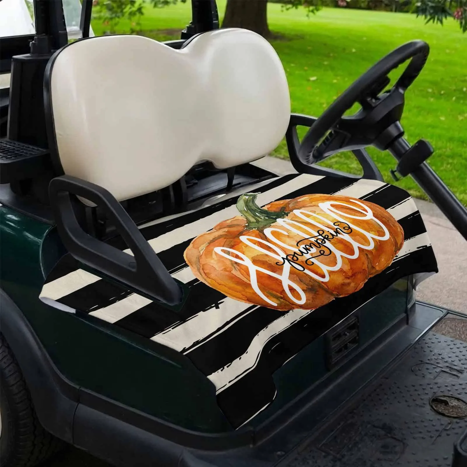 Trosturdspn Orange Pumpkin Golf Cart Seat Cover