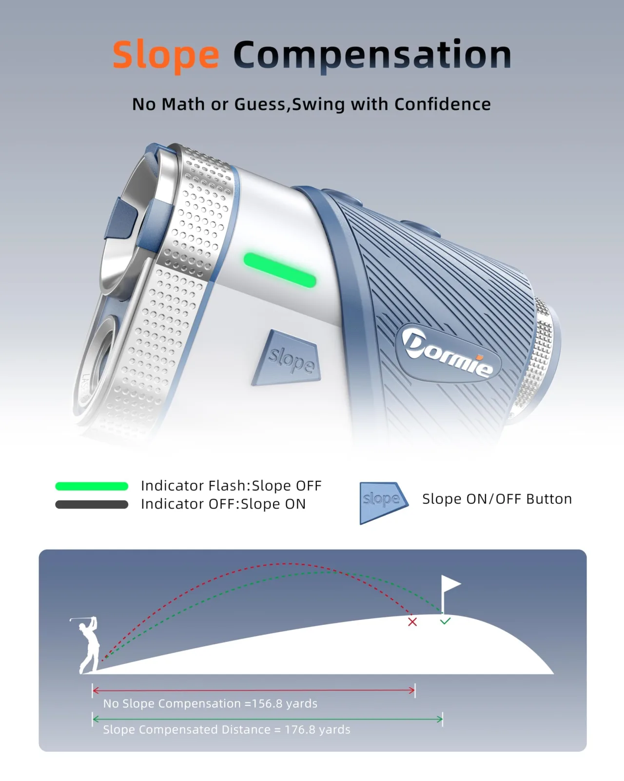 Dormie T100 PRO Golf Rangefinder with Slope, 6x Magnification, 800 yd image 4