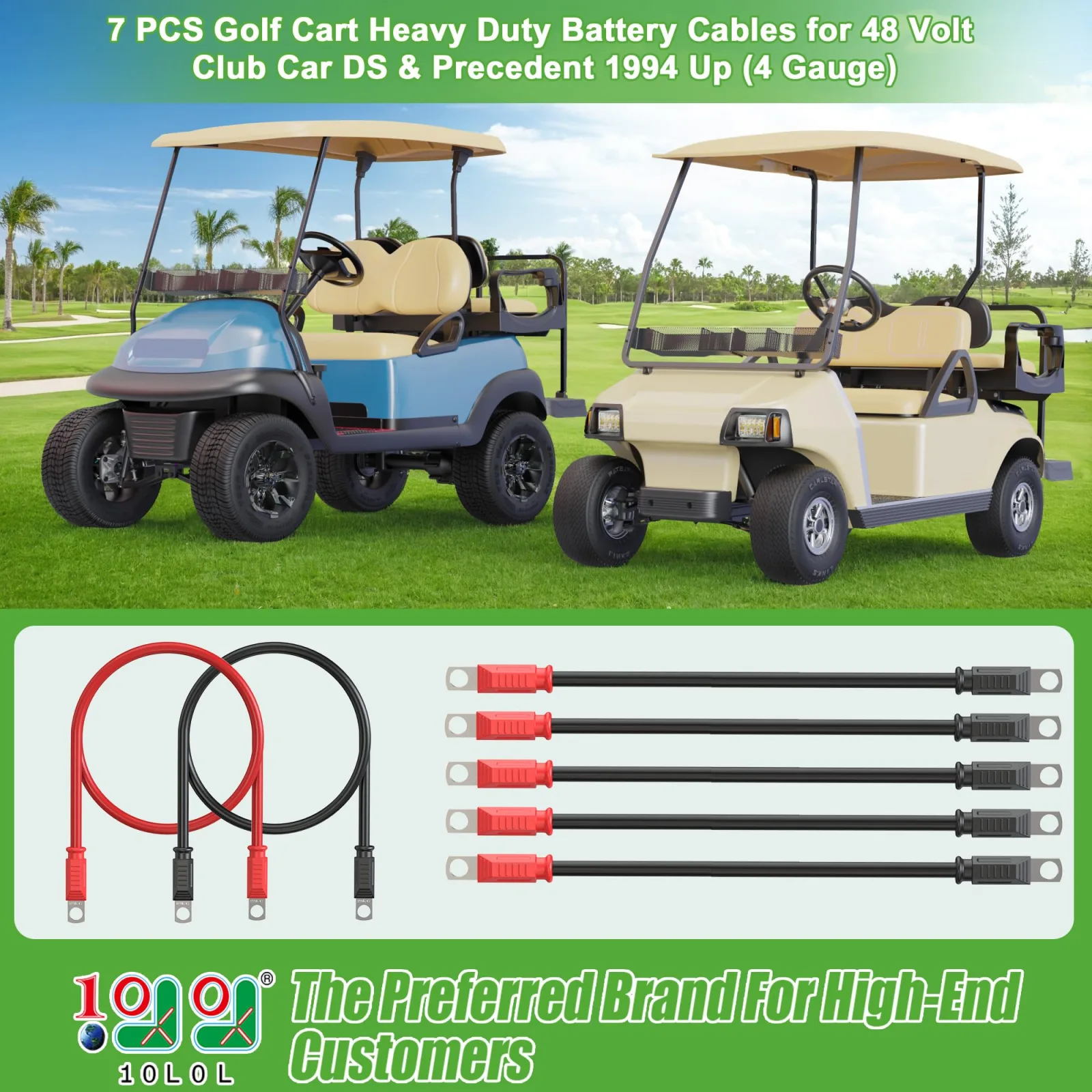 10L0L Battery Cable Set for Club Car DS & Precedent image 2