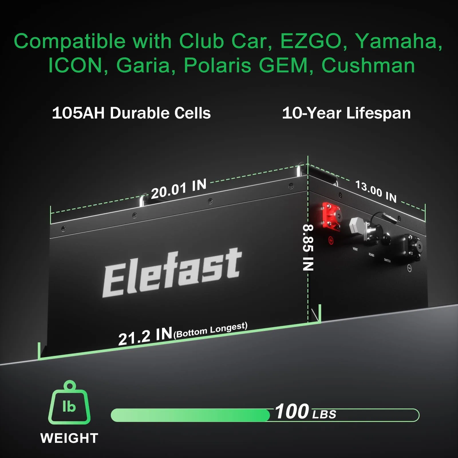 Elefast 48V 105Ah Lithium Golf Cart Battery Kit image 2
