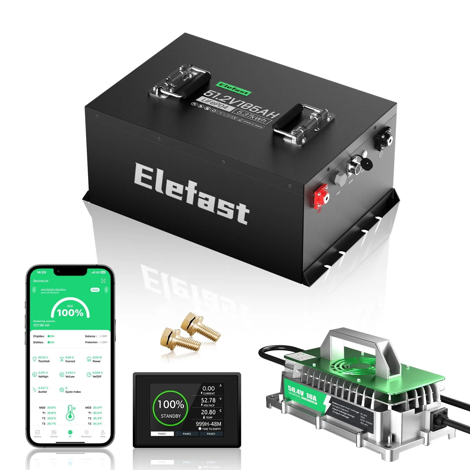 Elefast 48V 105Ah Lithium Golf Cart Battery Kit