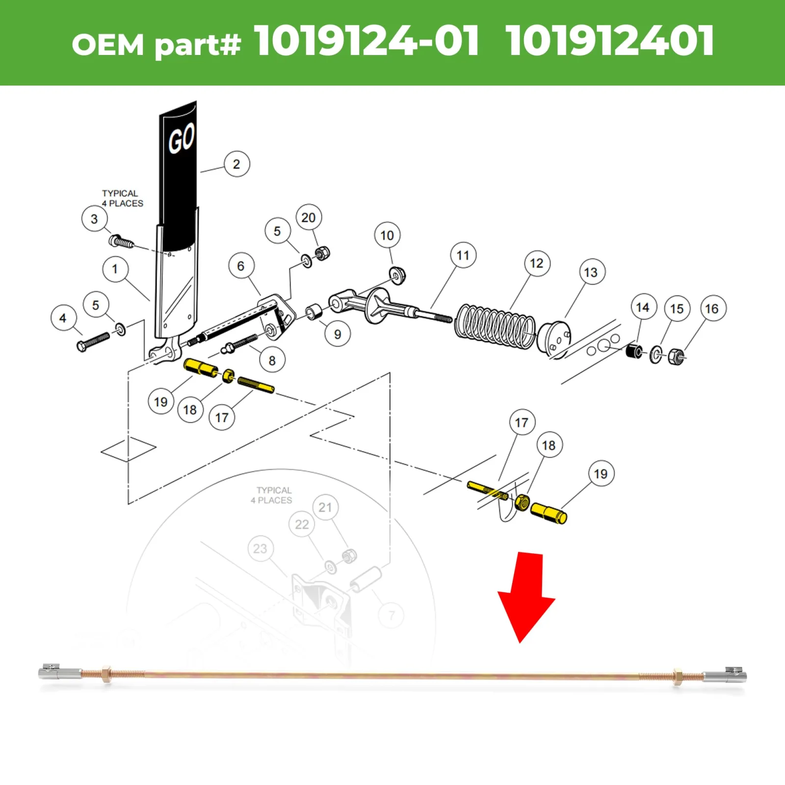 10L0L Accelerator Rod Assembly for Club Car DS Gas Carts image 3