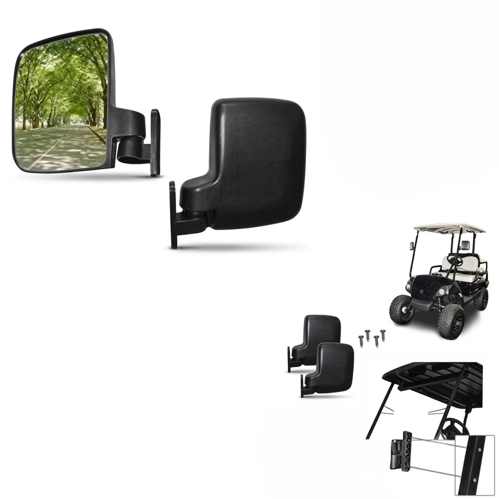 Huskey Parts Company Universal Golf Cart Side Mirror Set (Left & Right)