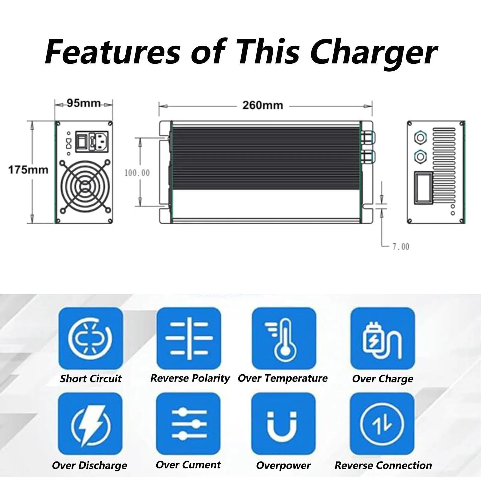 WLEJSL Electric Golf Cart Battery Charger 12V-60V image 2