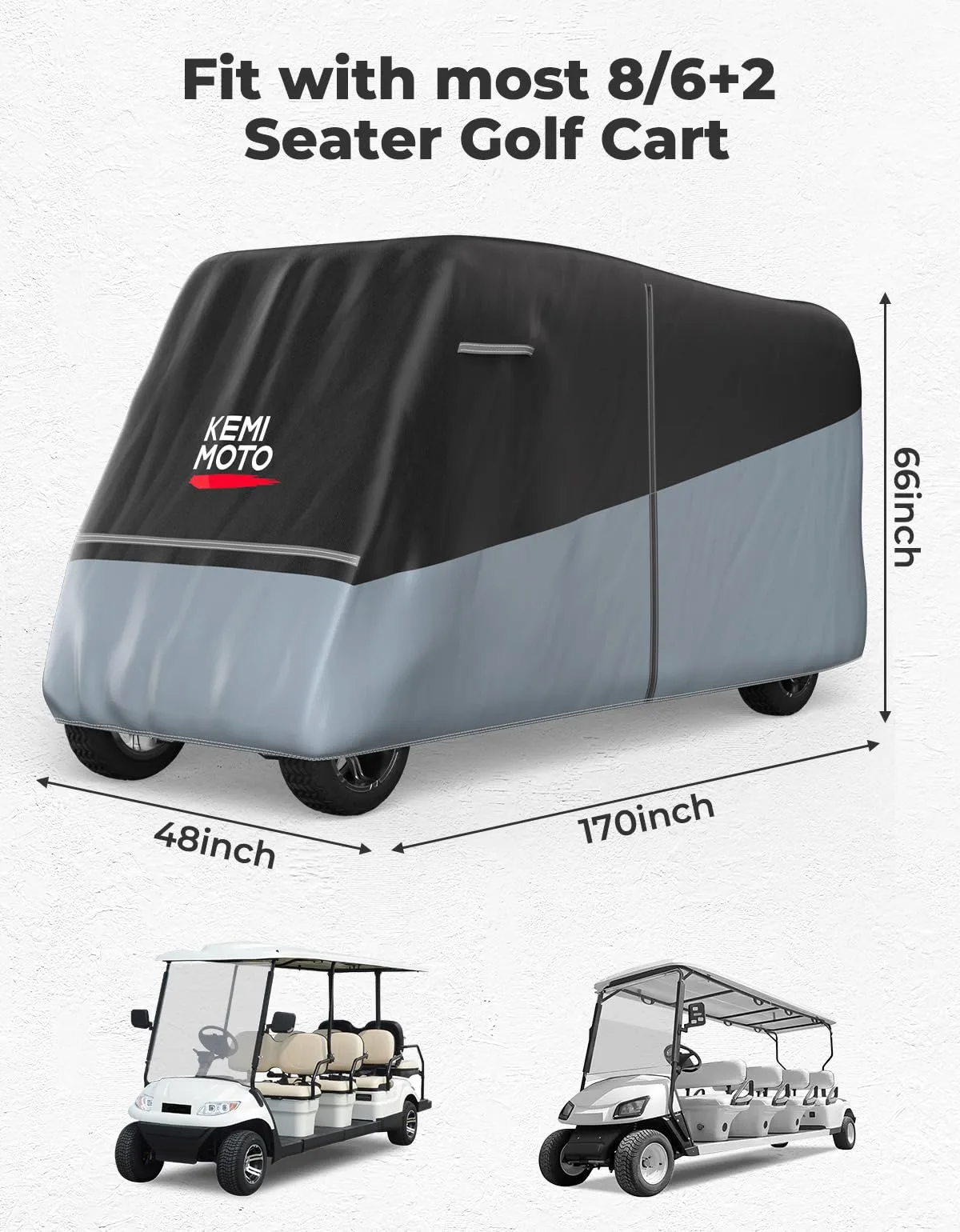 KEMIMOTO 8-Passenger Golf Cart Cover B1407-00004-GY image 2