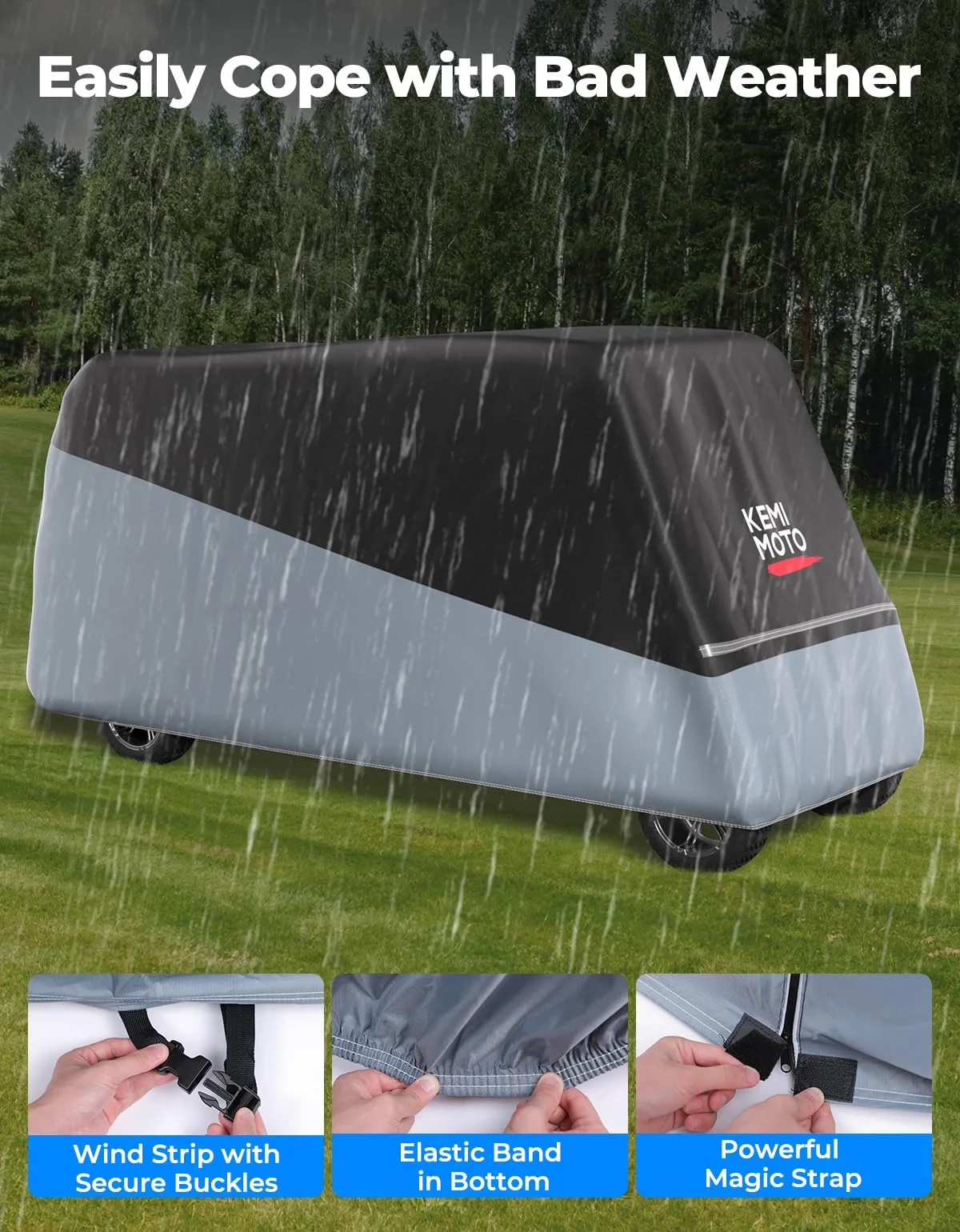 KEMIMOTO 8-Passenger Golf Cart Cover B1407-00004-GY image 4