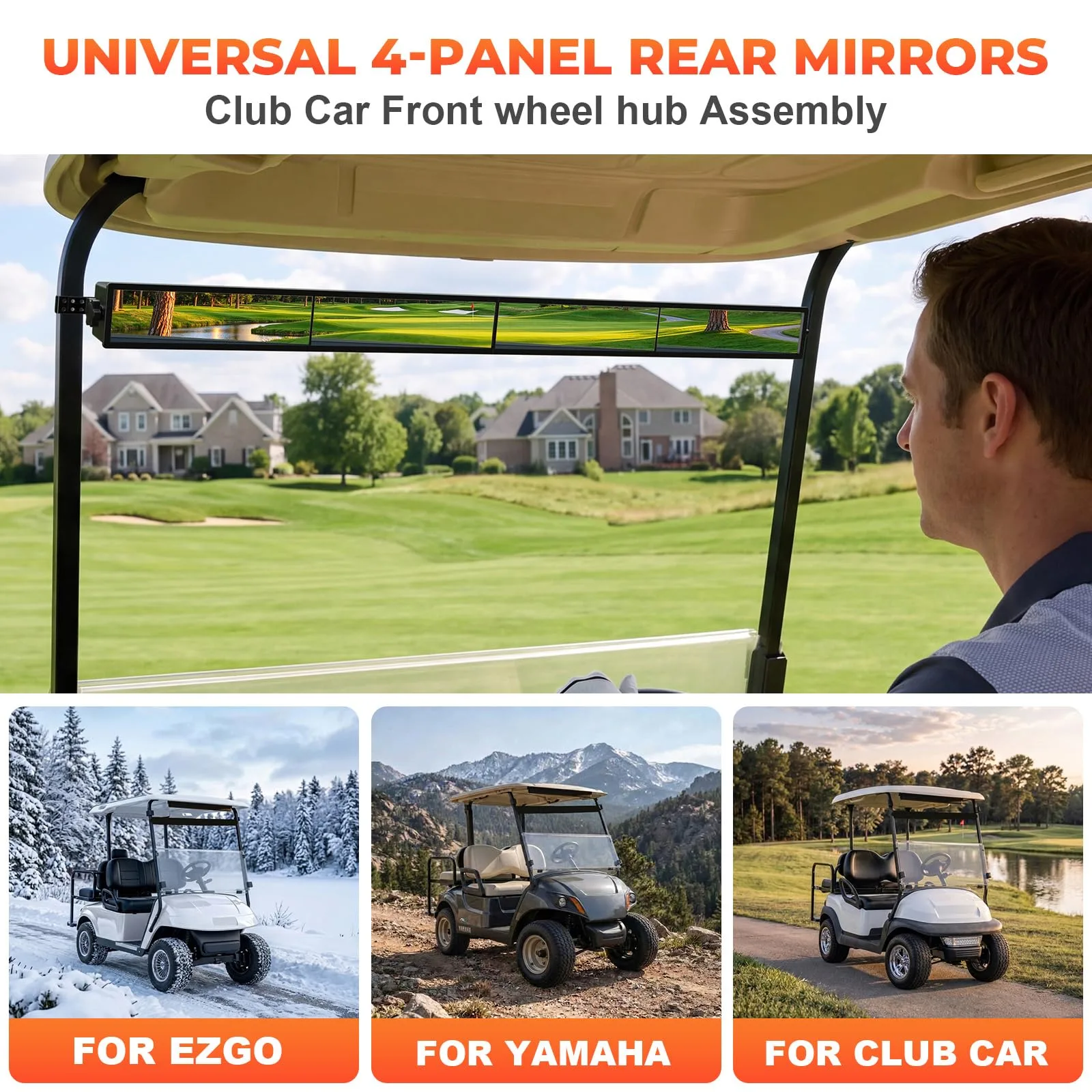 Geggkake 4-Panel Golf Cart Rear View Mirror image 2