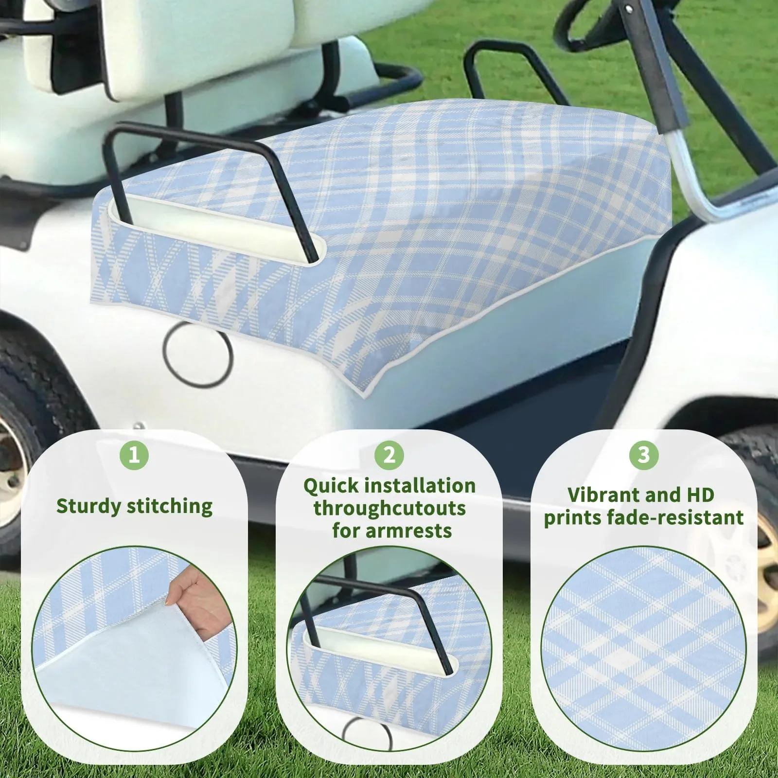 Tiveruda Golf Cart Seat Cover for Double Seats image 3