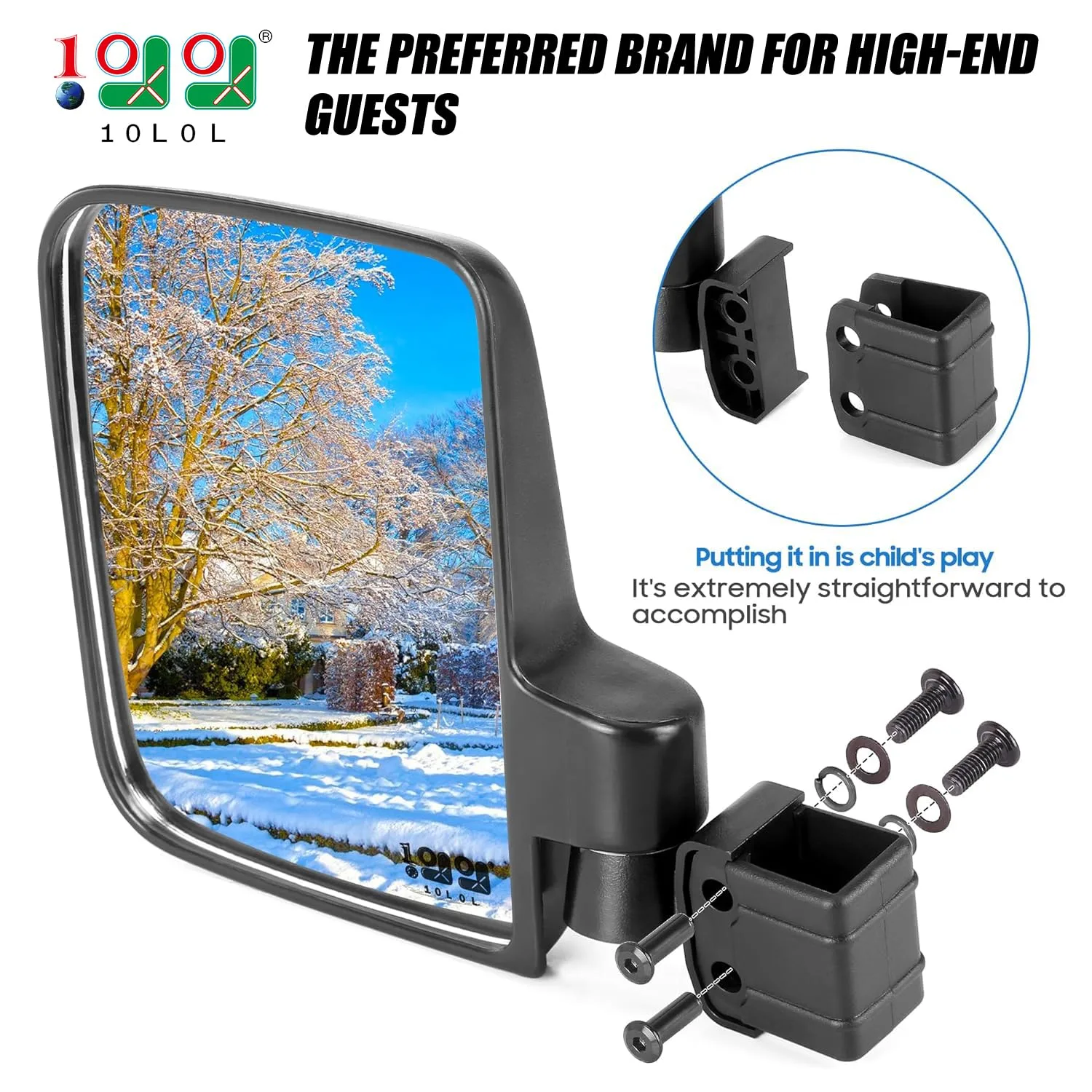 10L0L Drill-Free Golf Cart Mirror Kit for Club Car and E-Z-GO image 3