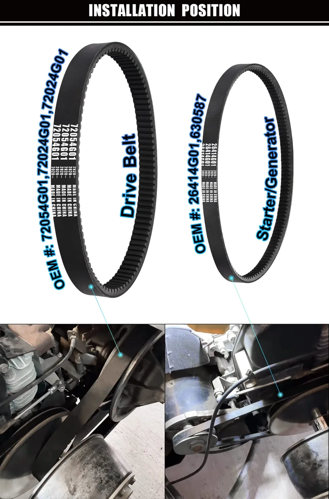 Geggkake E-Z-GO TXT Gas Drive Belt and Starter Belt Kit image 3