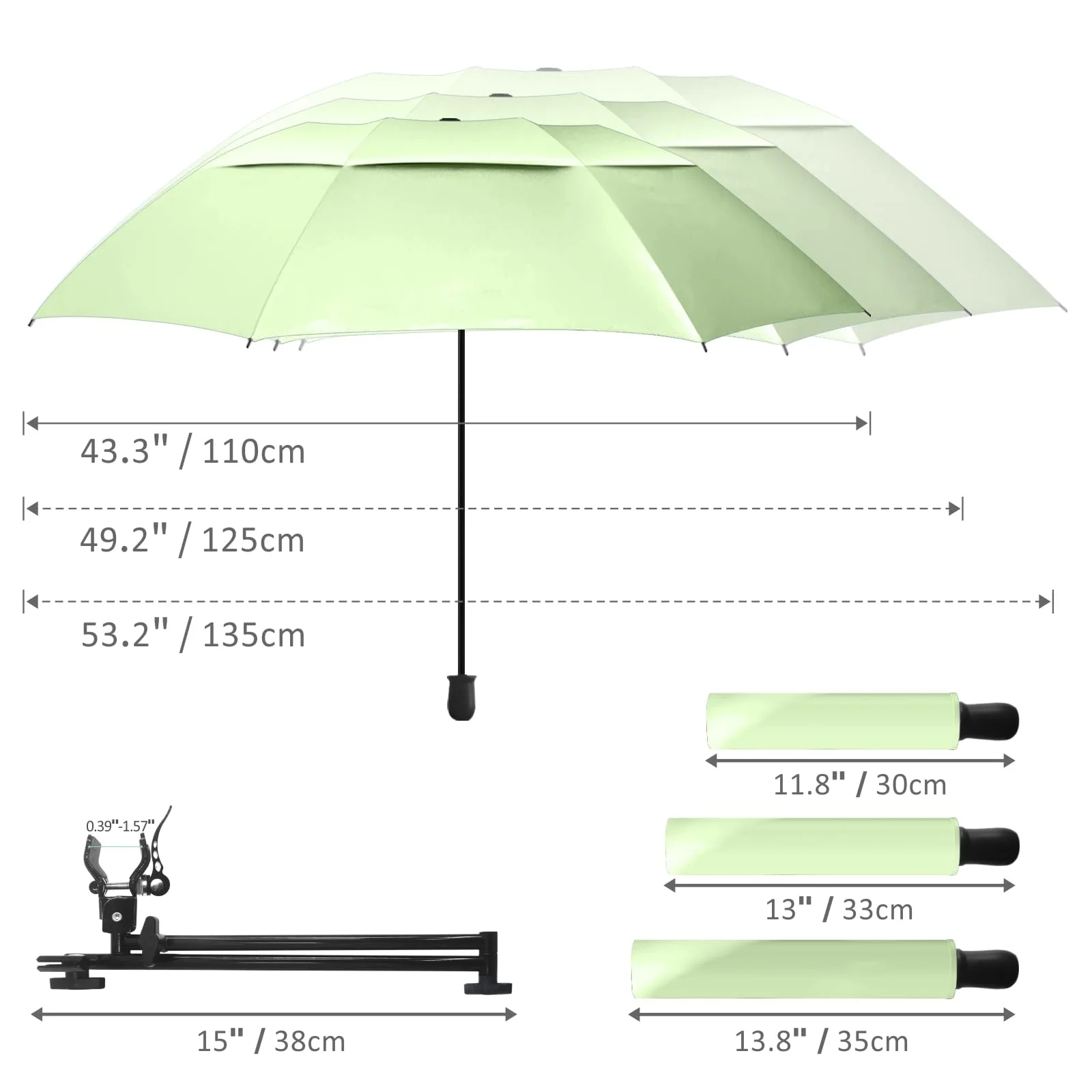 HOBVO UPF 50+ Universal Clamp Golf Umbrella with Adjustable Tilt image 3