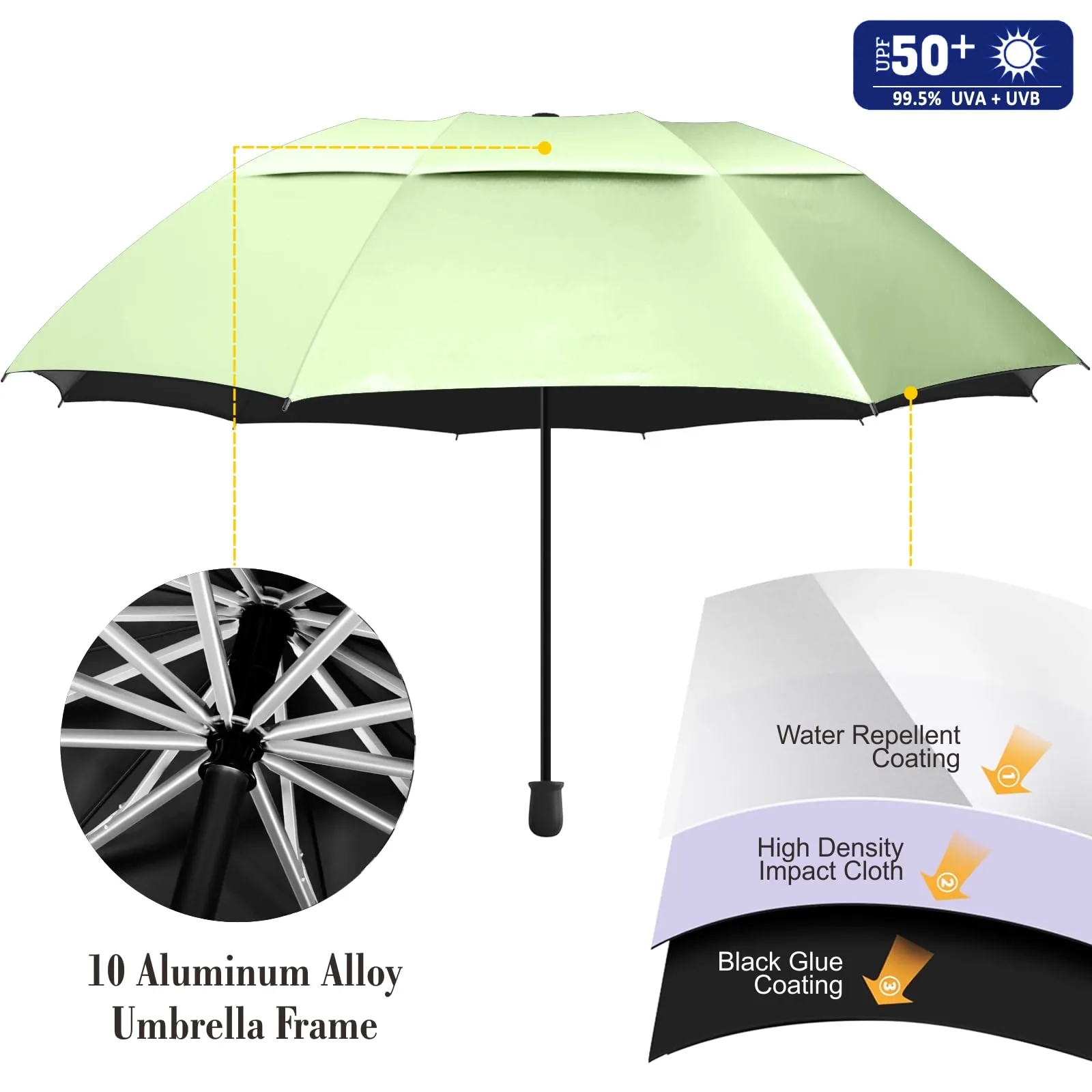HOBVO UPF 50+ Universal Clamp Golf Umbrella with Adjustable Tilt image 4