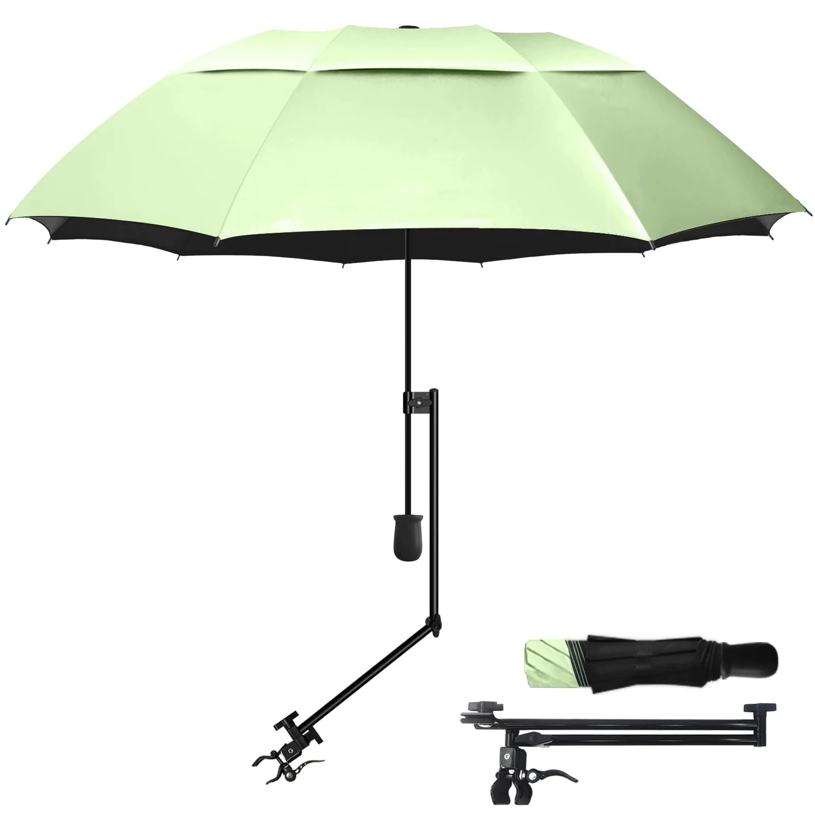 HOBVO UPF 50+ Universal Clamp Golf Umbrella with Adjustable Tilt