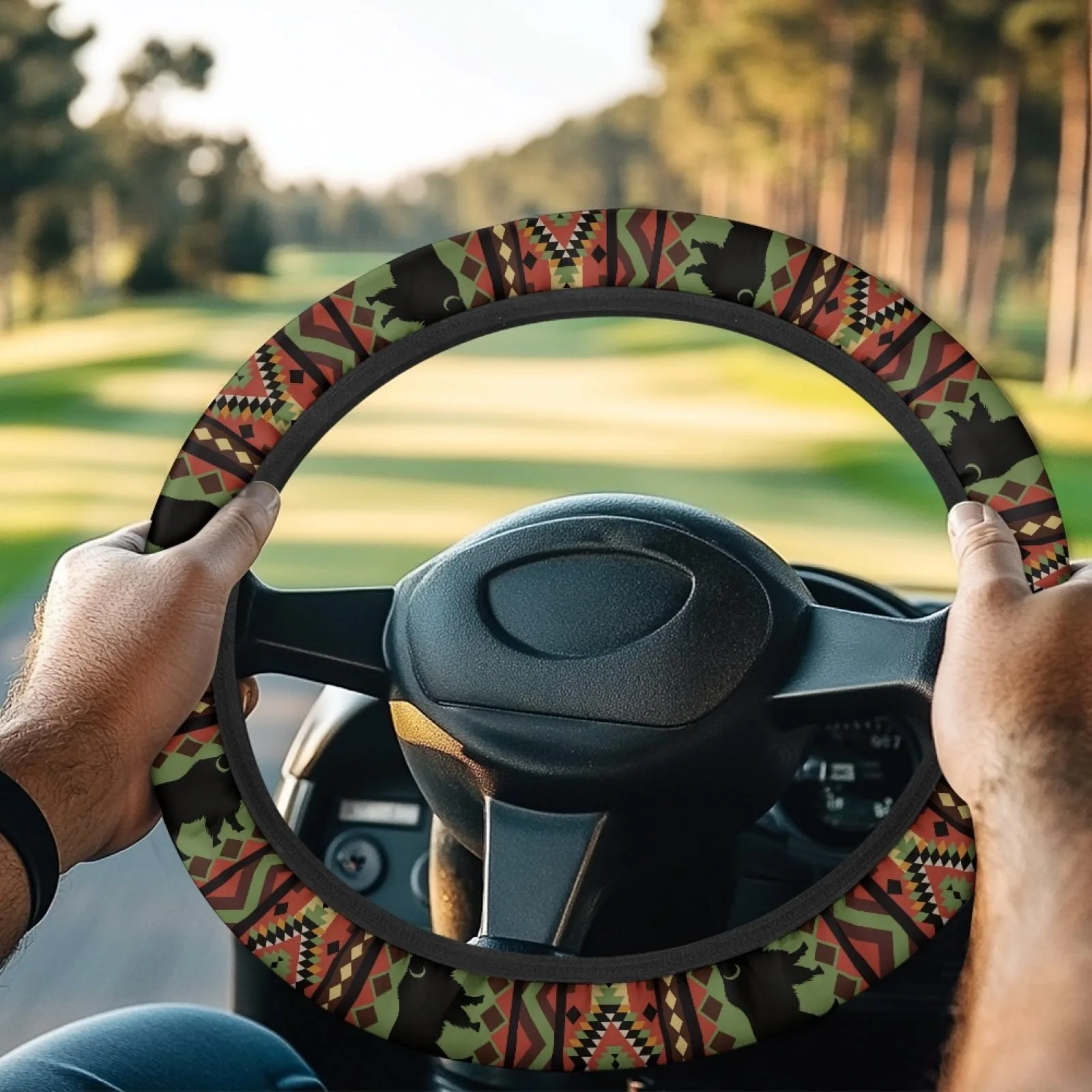 INSTANTARTS Aztec Golf Cart Steering Wheel Cover