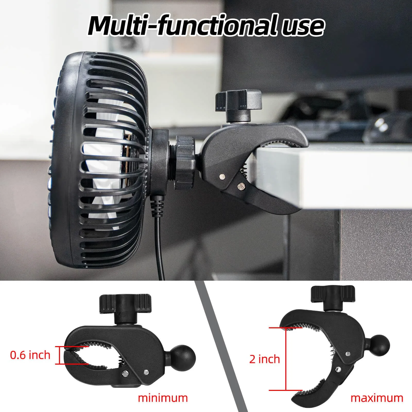 WEKANI Portable USB Golf Cart Fan with Clamp image 3