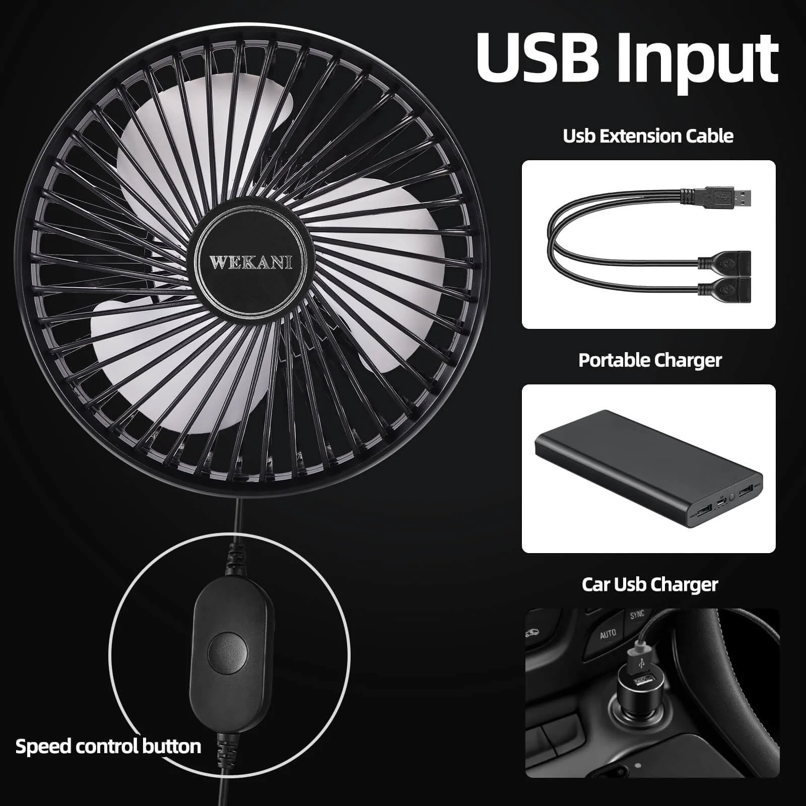 WEKANI Portable USB Golf Cart Fan with Clamp image 4